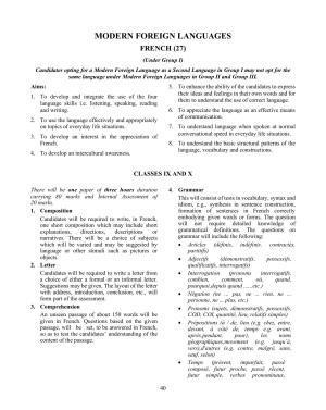 ICSE French Syllabus 2026