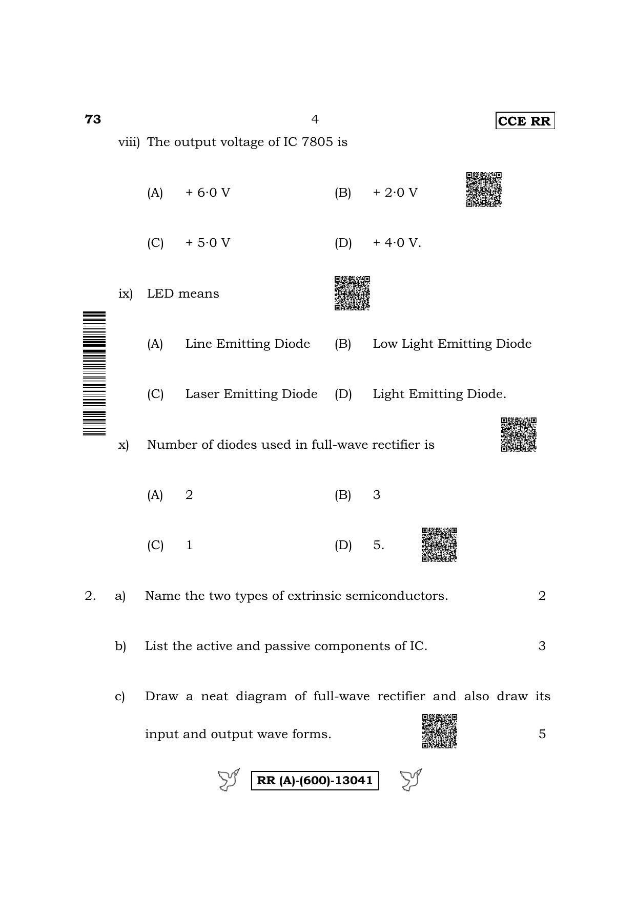 Karnataka SSLC Elements of Electronics Engineering (Supplementary) Question Paper 2022 (A Version) - Page 4