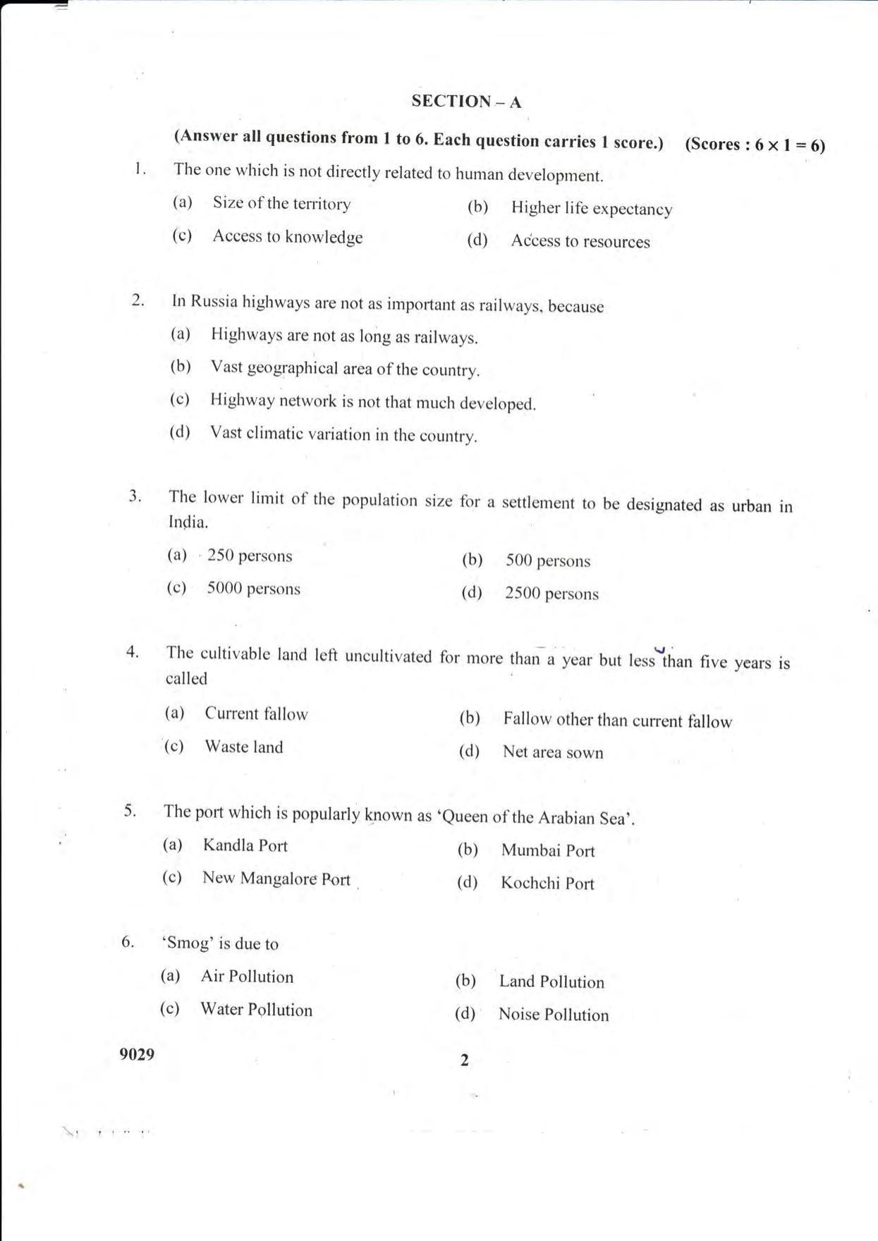 Kerala Plus Two 2018 Geography Question Paper - Page 2