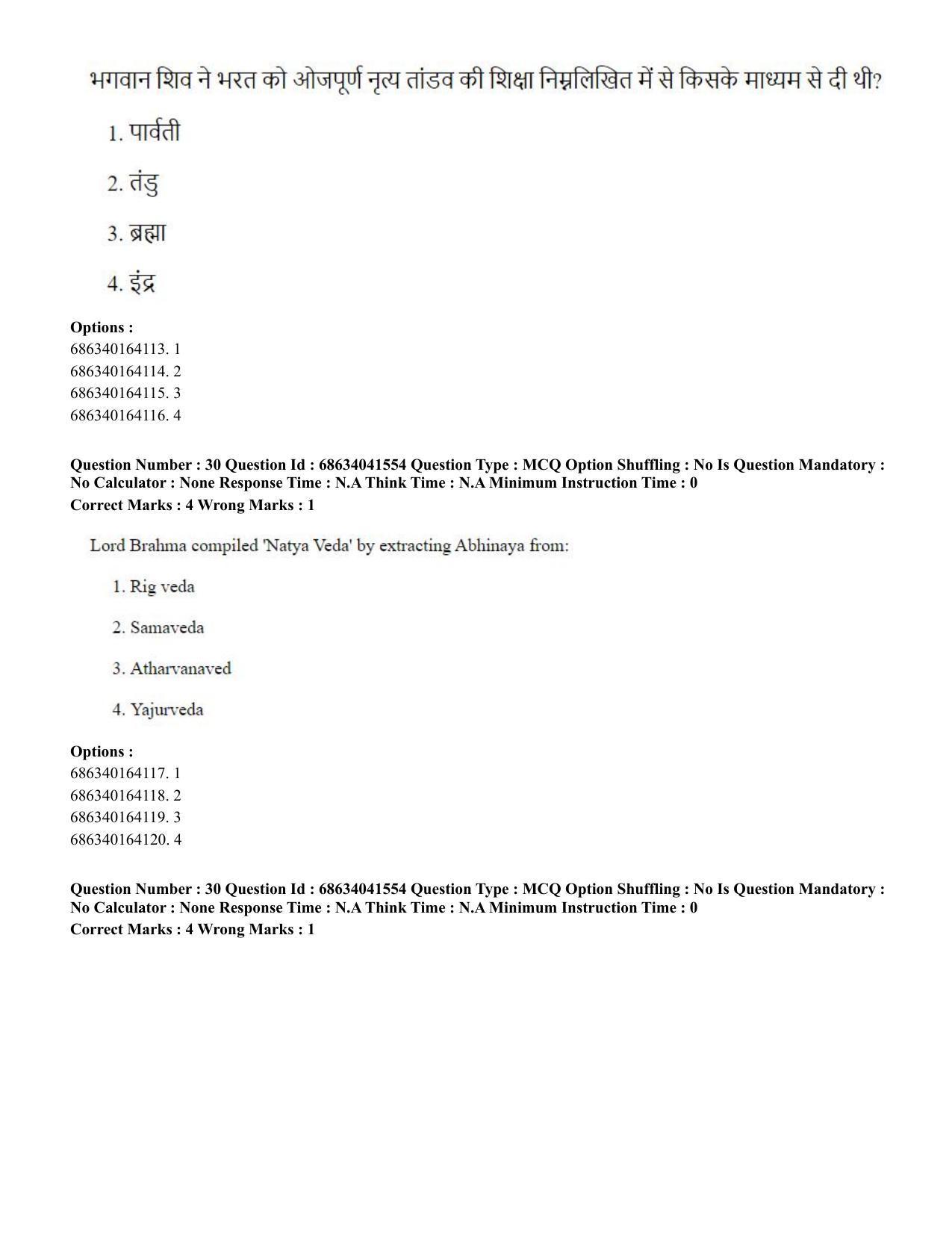 CUET PG 2023: HUQP05 – Dance (Hin) - Shift 3 (30-06-2023) Question Paper - Page 31