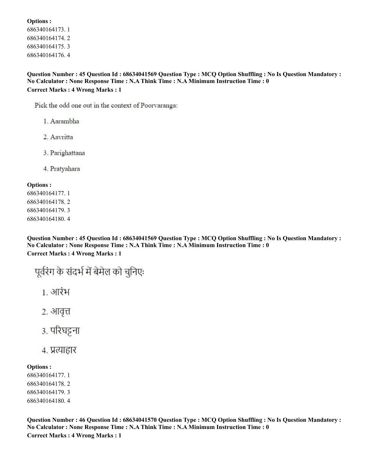 CUET PG 2023: HUQP05 – Dance (Hin) - Shift 3 (30-06-2023) Question Paper - Page 46