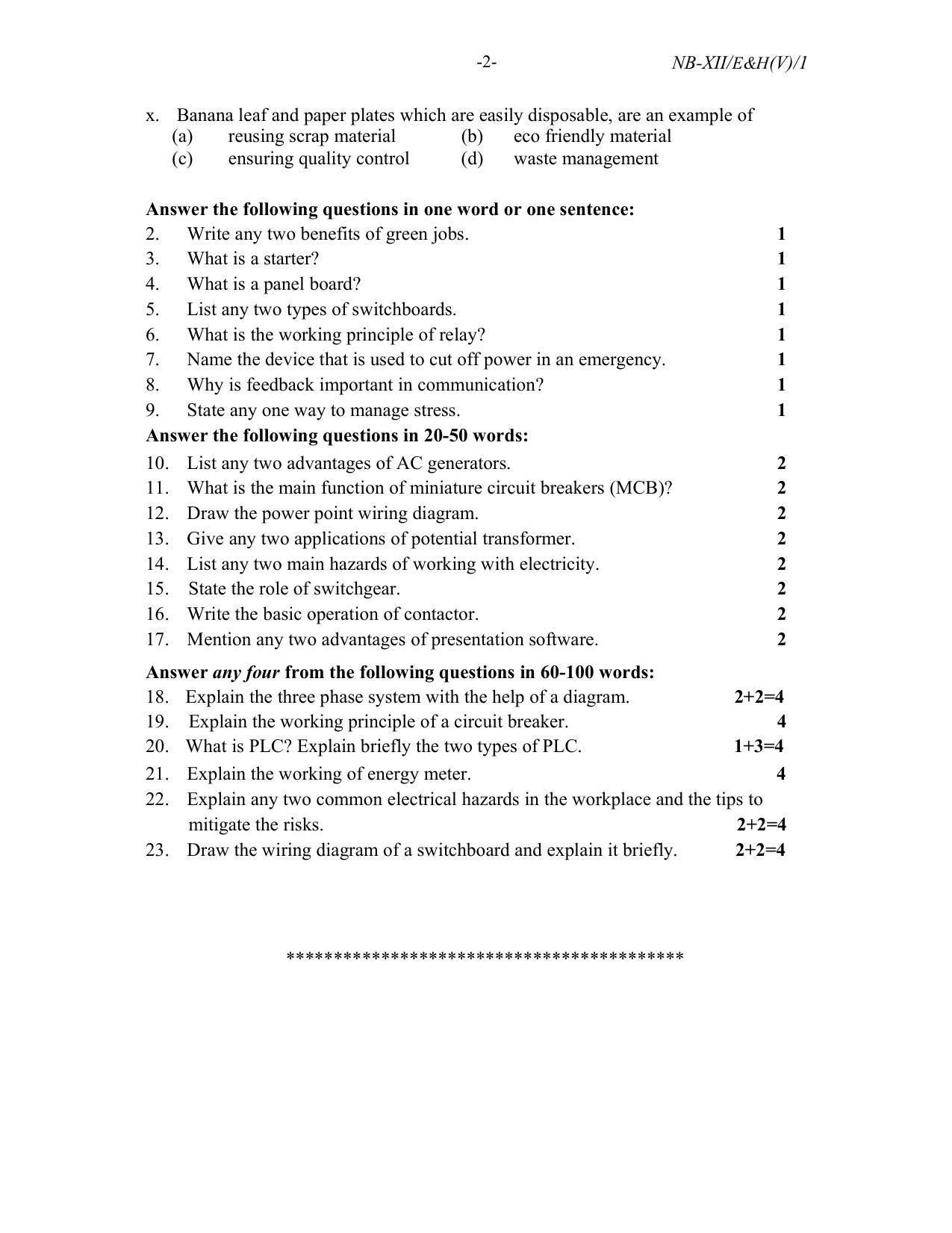 Nagaland Board Class 12 Electronics and Hardware 2022 Question Paper - Page 2