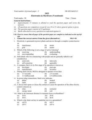 Nagaland Board Class 12 Electronics and Hardware 2022 Question Paper