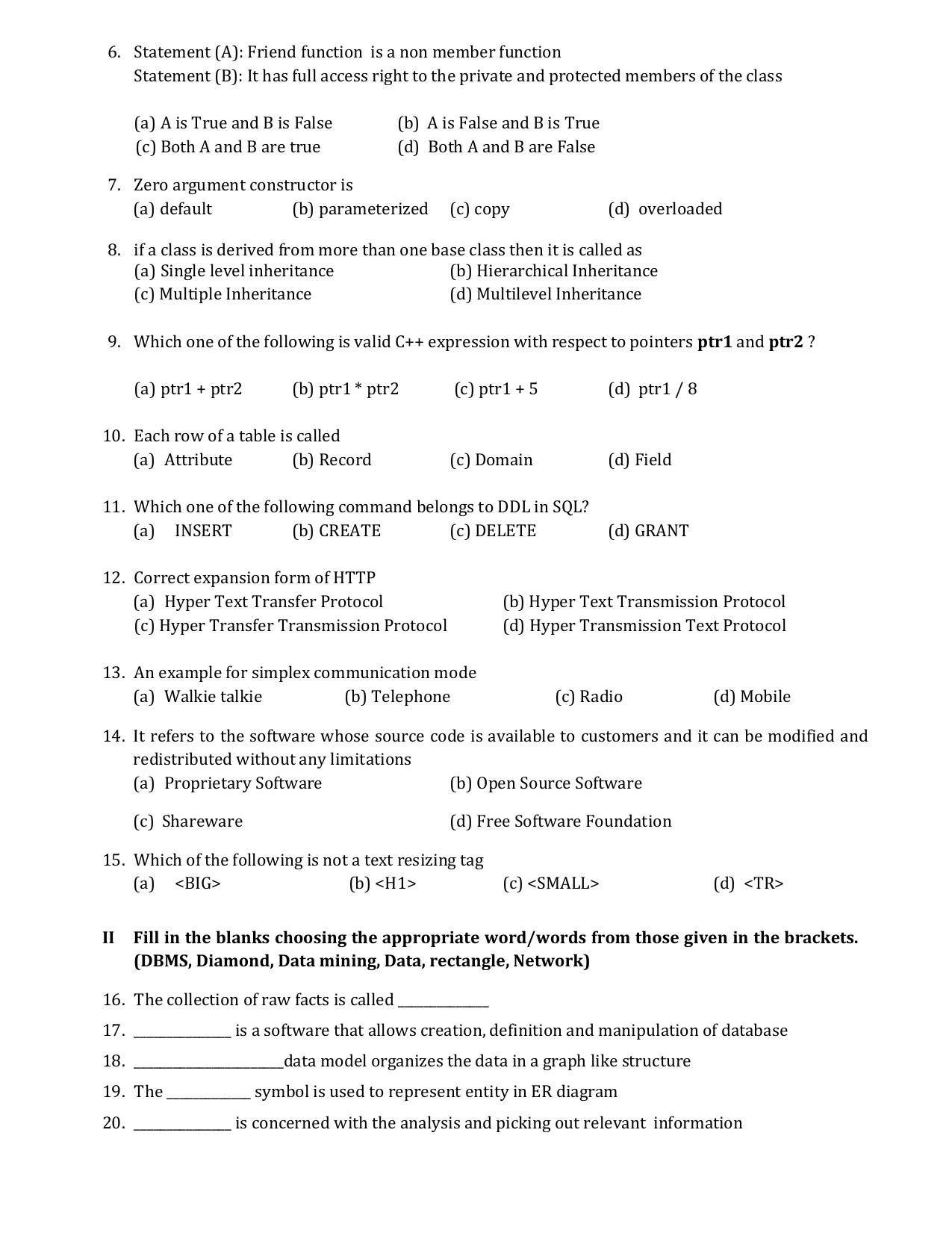 Karnataka II PUC Computer Science Model Question Paper III 2025 - Page 2