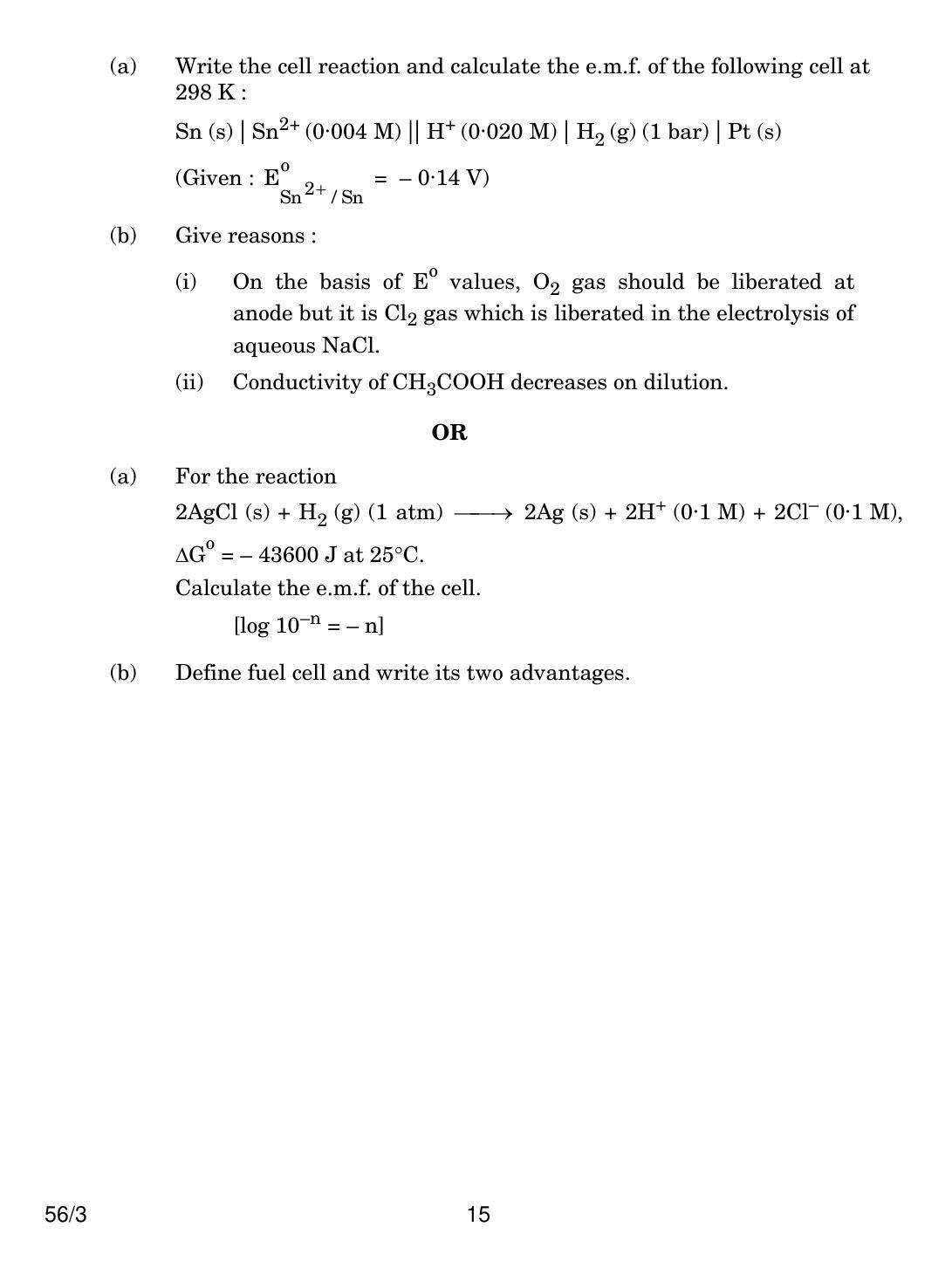 CBSE Class 12 56-3 CHEMISTRY 2018 Question Paper - Page 15
