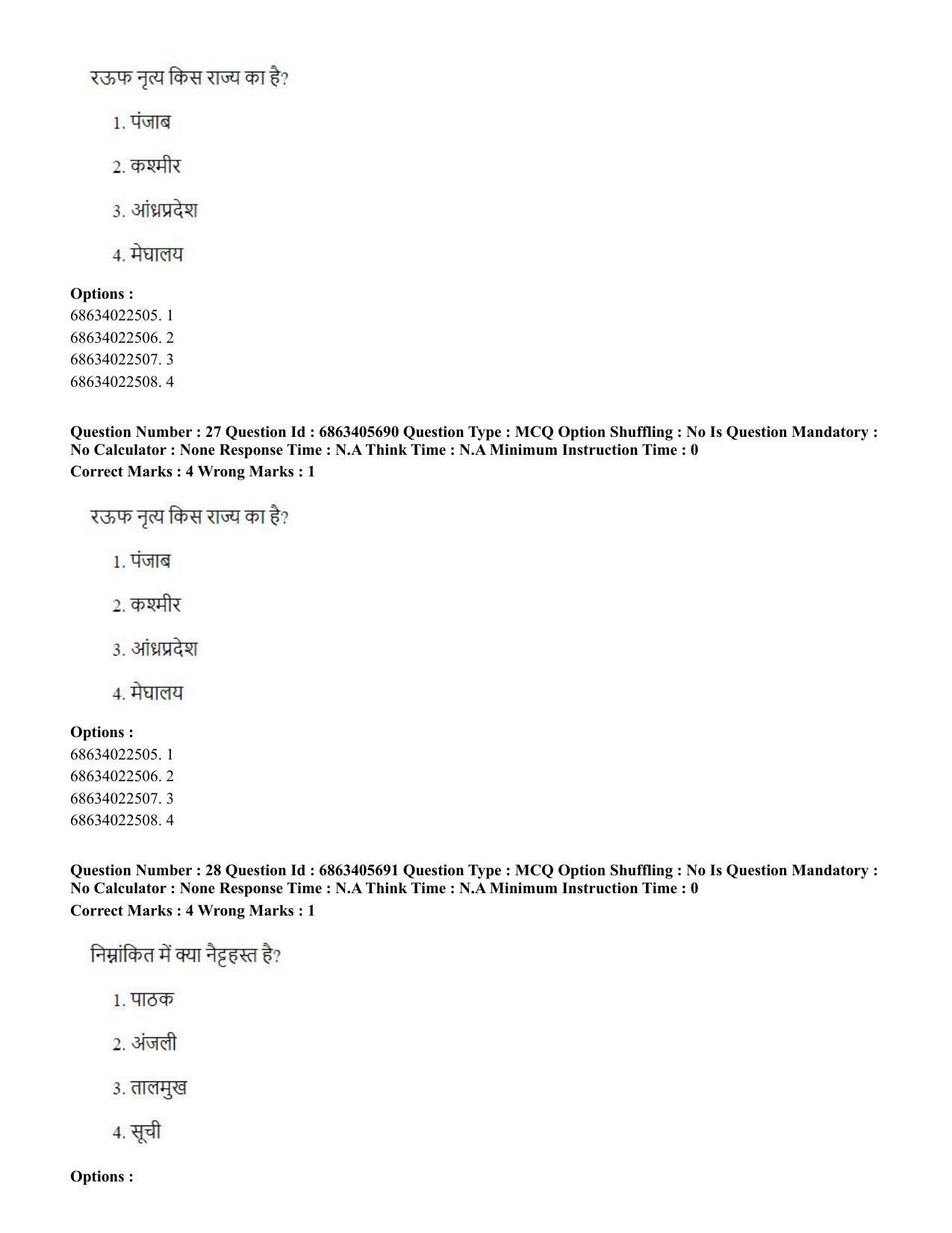 CUET PG 2023: HUQP05 – Dance (Hindi) - Shift 3 (05-06-2023) Question Paper - Page 28