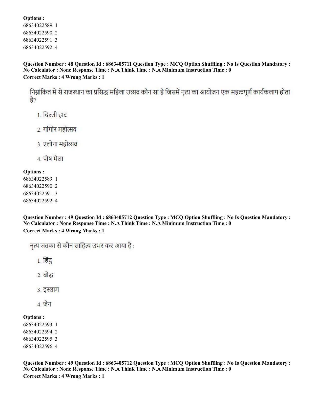 CUET PG 2023: HUQP05 – Dance (Hindi) - Shift 3 (05-06-2023) Question Paper - Page 45