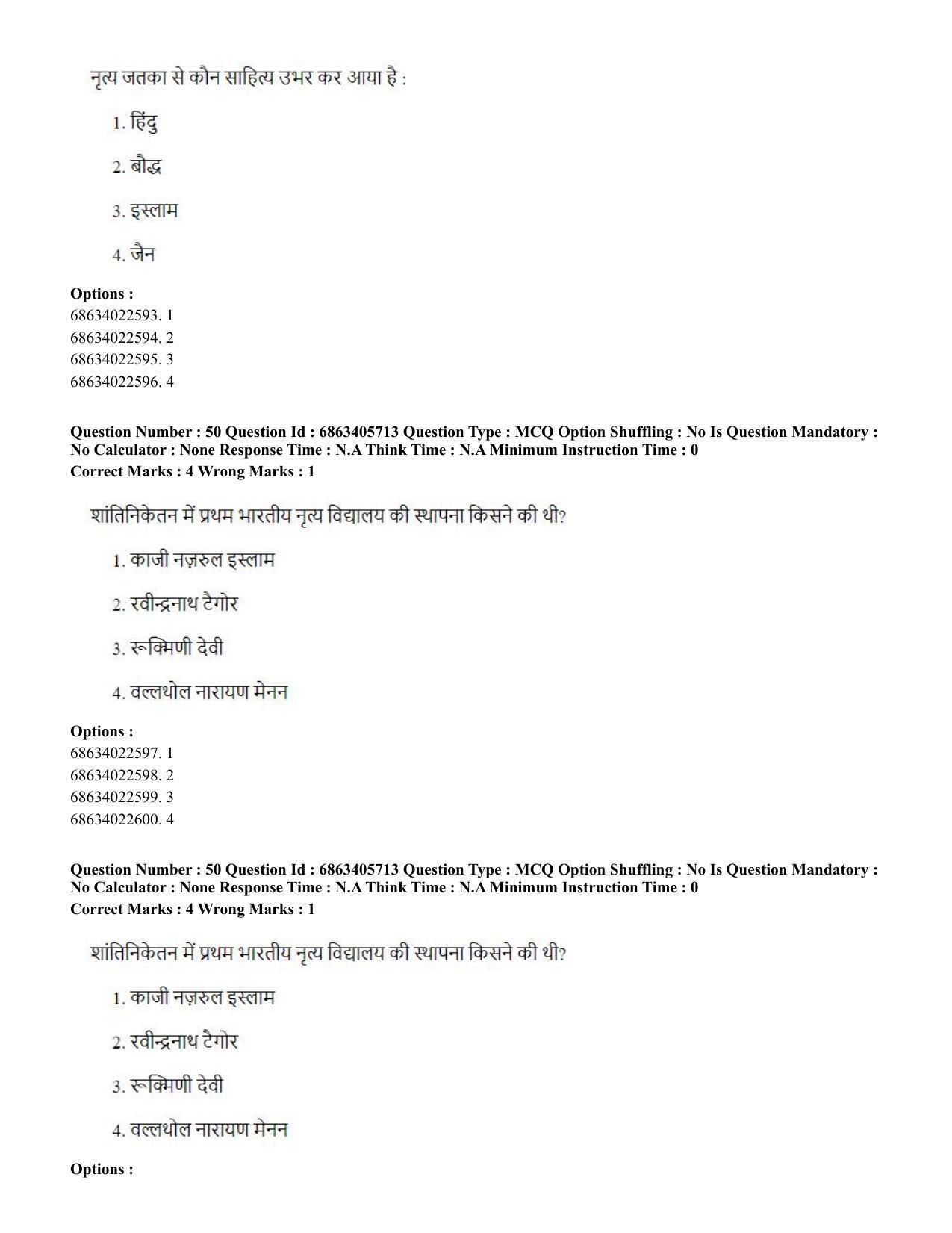 CUET PG 2023: HUQP05 – Dance (Hindi) - Shift 3 (05-06-2023) Question Paper - Page 46