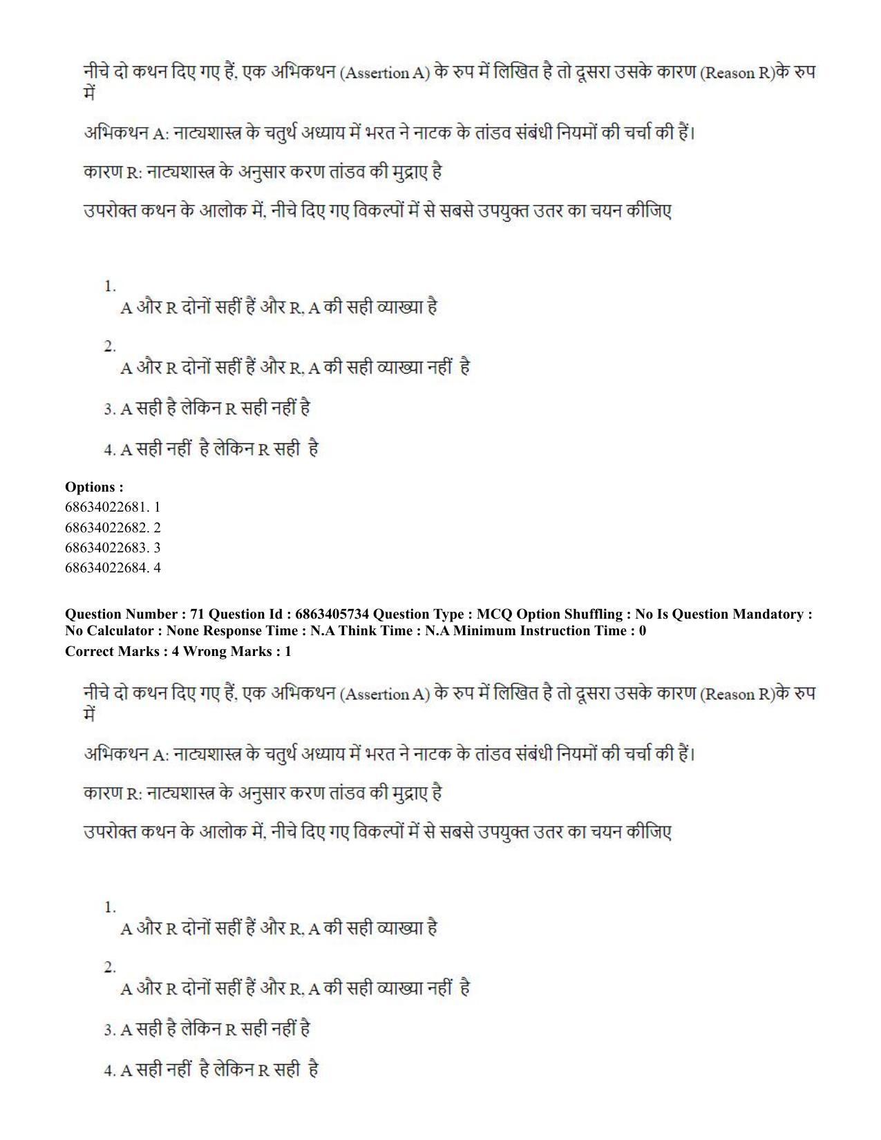 CUET PG 2023: HUQP05 – Dance (Hindi) - Shift 3 (05-06-2023) Question Paper - Page 67