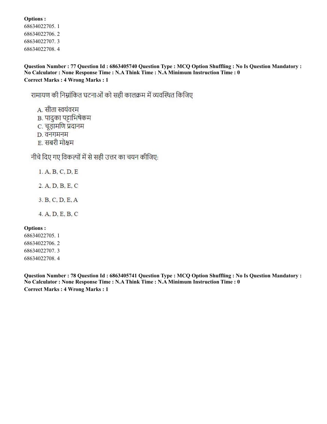 CUET PG 2023: HUQP05 – Dance (Hindi) - Shift 3 (05-06-2023) Question Paper - Page 75