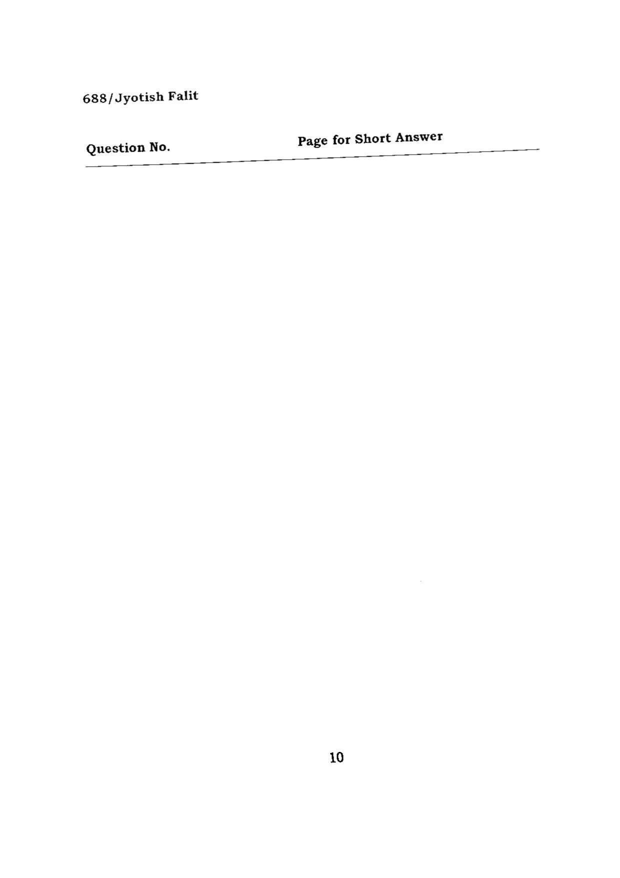 BHU RET JYOTISH FALIT 2015 Question Paper - Page 10
