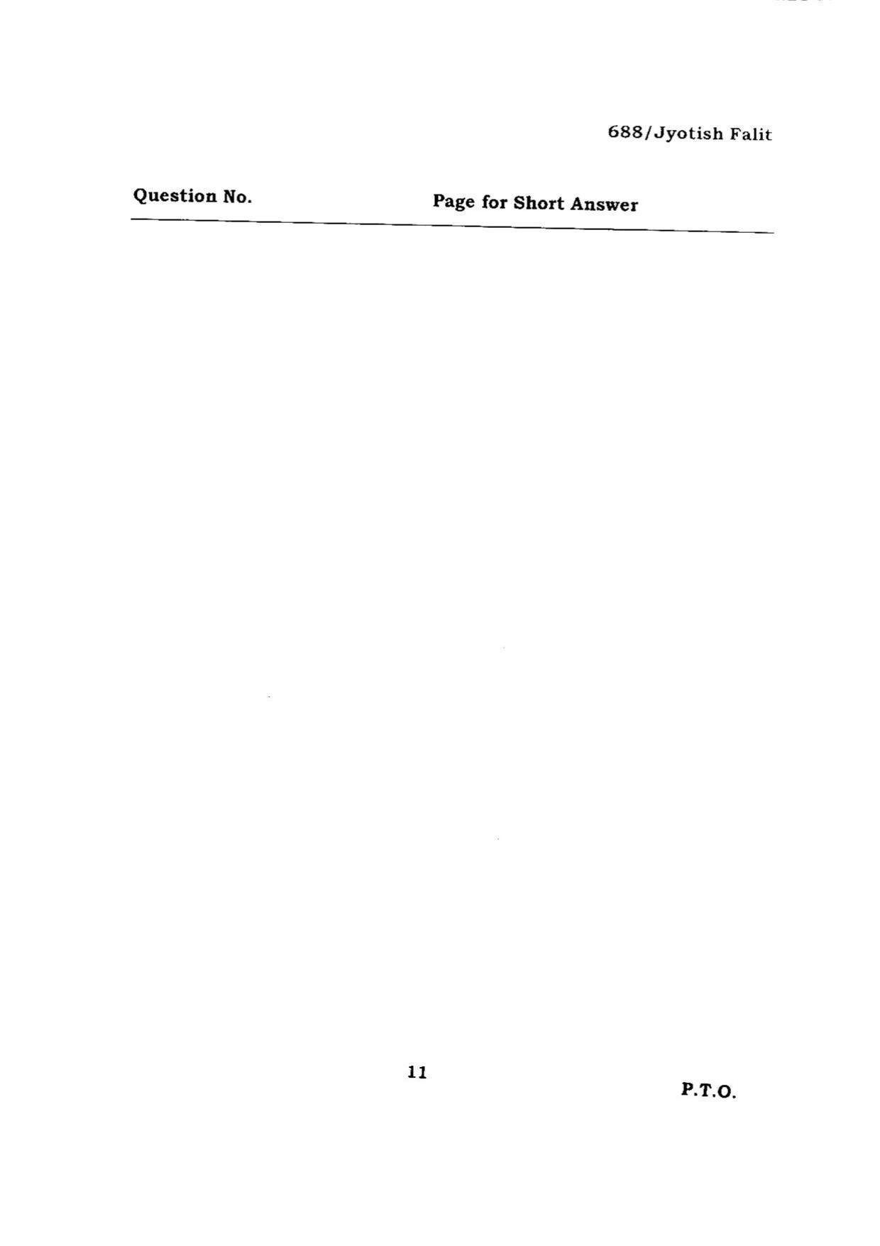 BHU RET JYOTISH FALIT 2015 Question Paper - Page 11