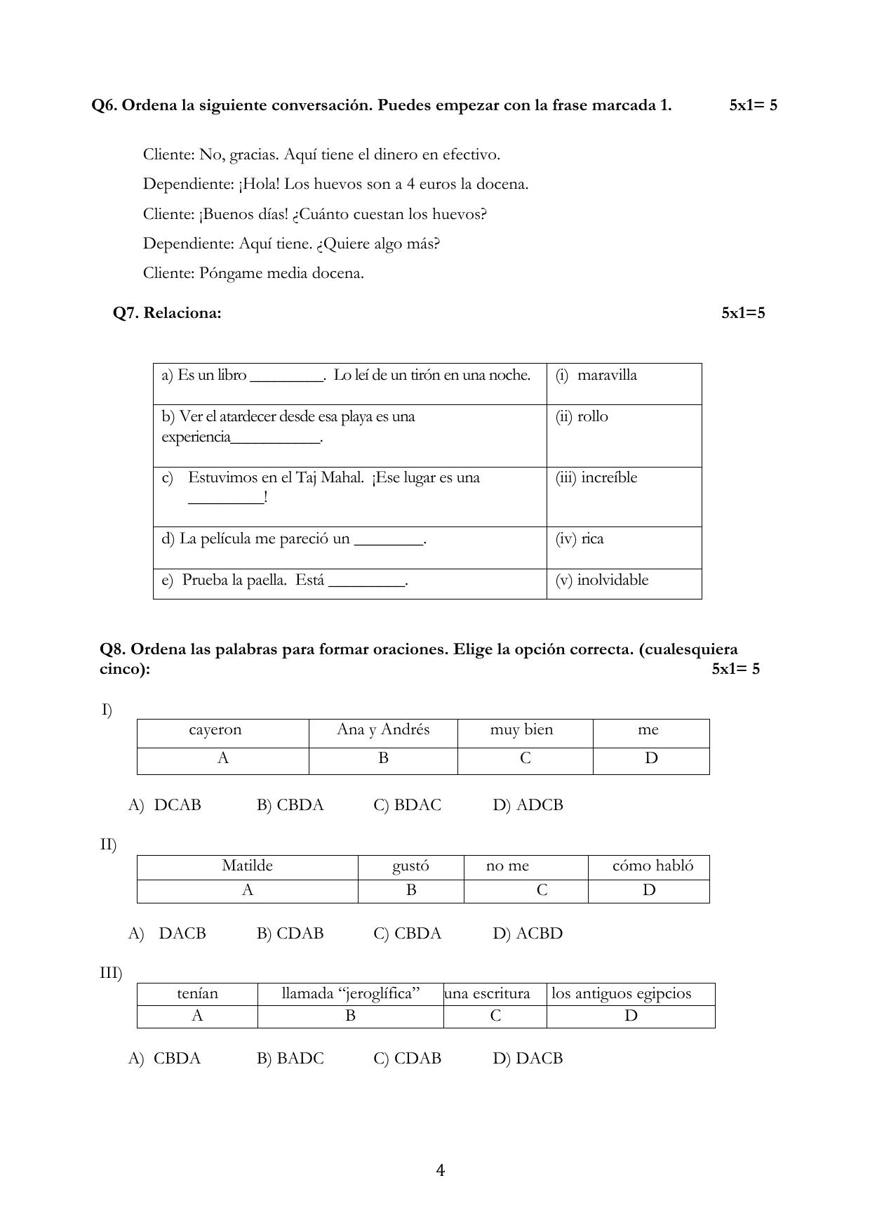CBSE Class 10 Spanish Sample Paper 2025 - Page 4