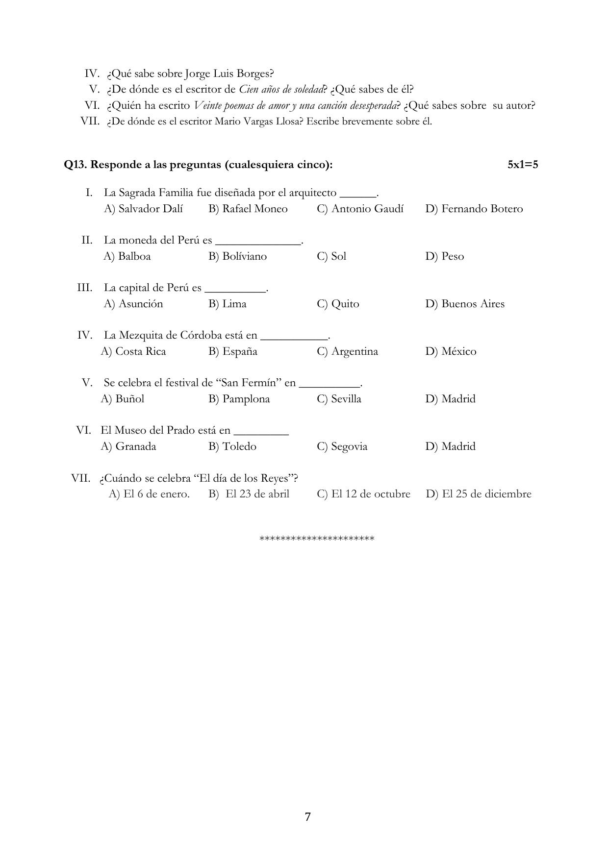 CBSE Class 10 Spanish Sample Paper 2025 - Page 7