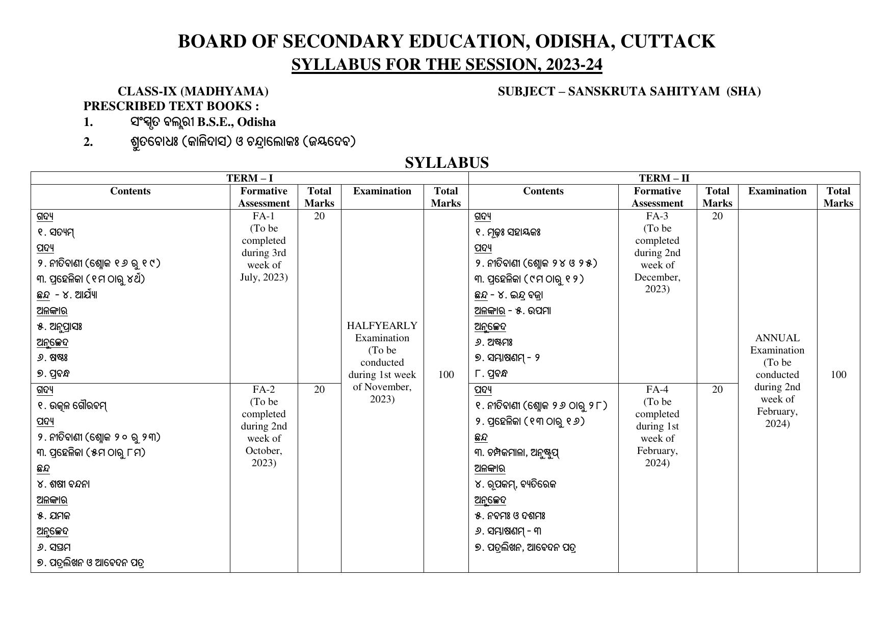 BSE Odisha Class 9 (MADHYAMA) Syllabus - Page 4