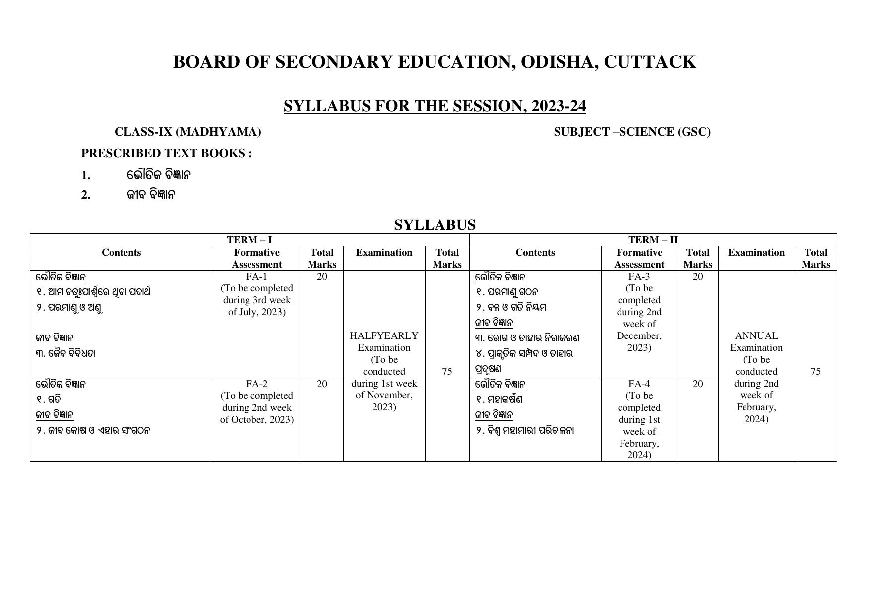 BSE Odisha Class 9 (MADHYAMA) Syllabus - Page 8