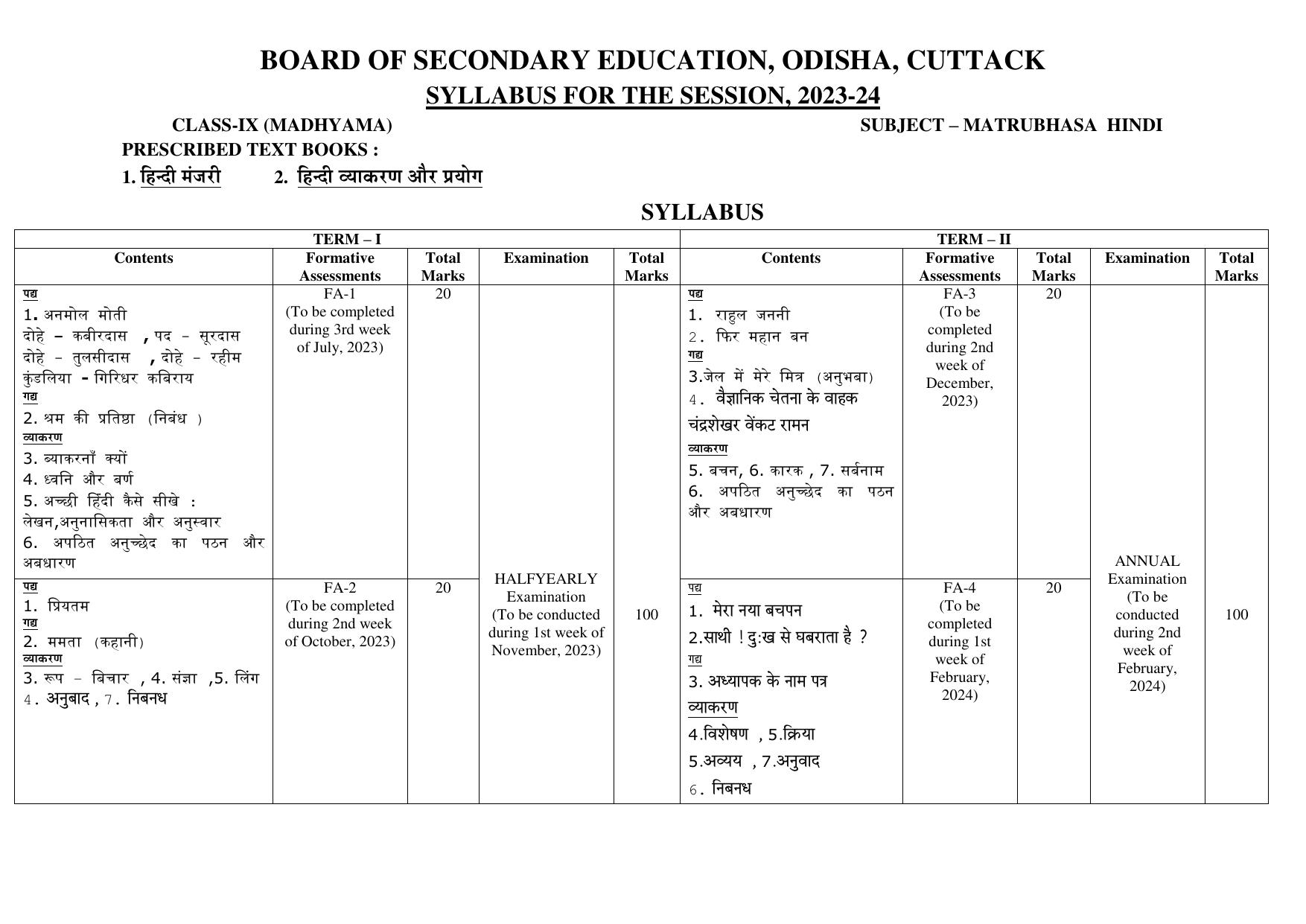 BSE Odisha Class 9 (MADHYAMA) Syllabus - Page 10