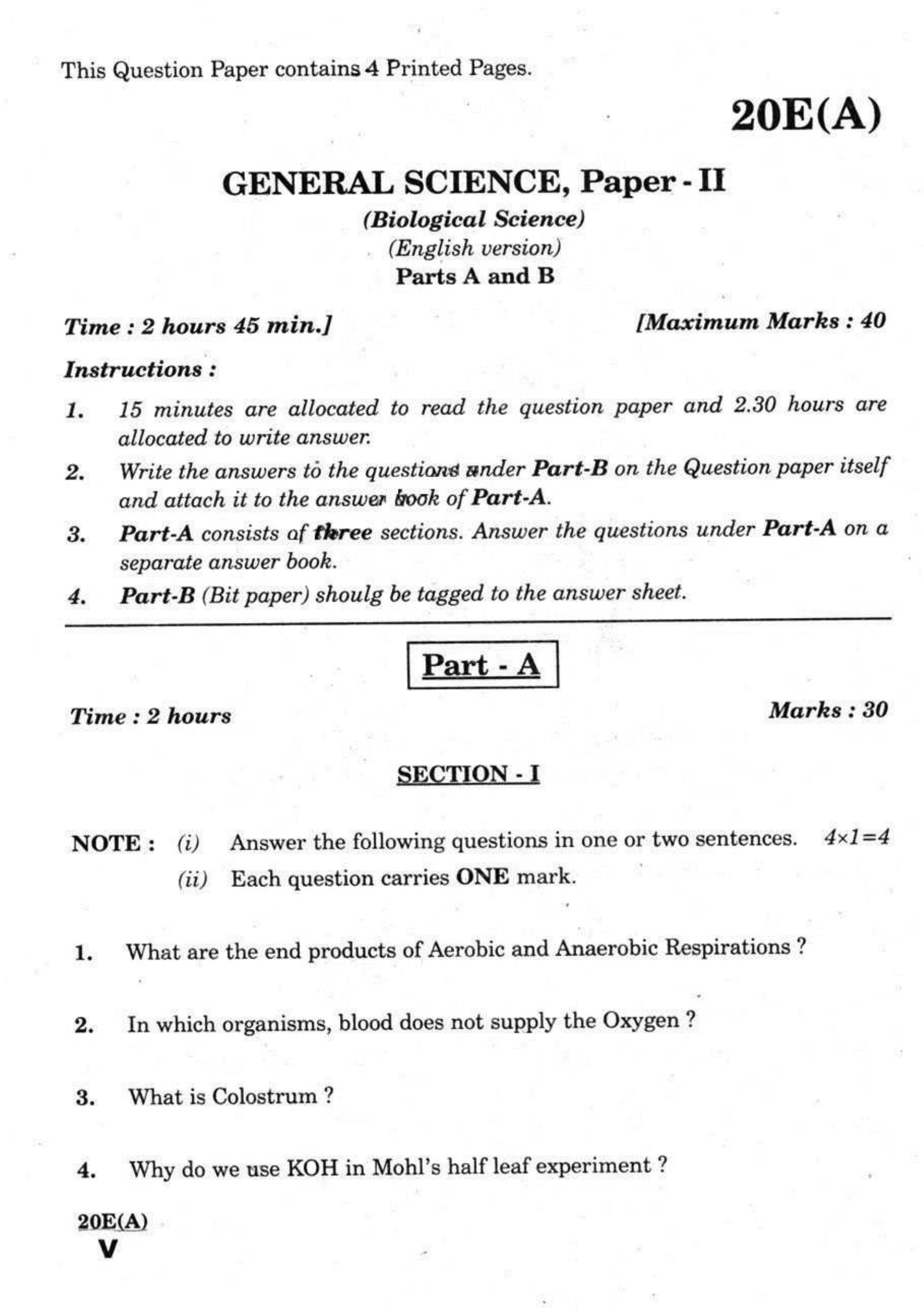 AP Class 10 Science (Paper II) 2018 Question Paper - Page 1