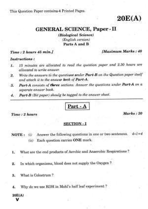 AP Class 10 Science (Paper II) 2018 Question Paper