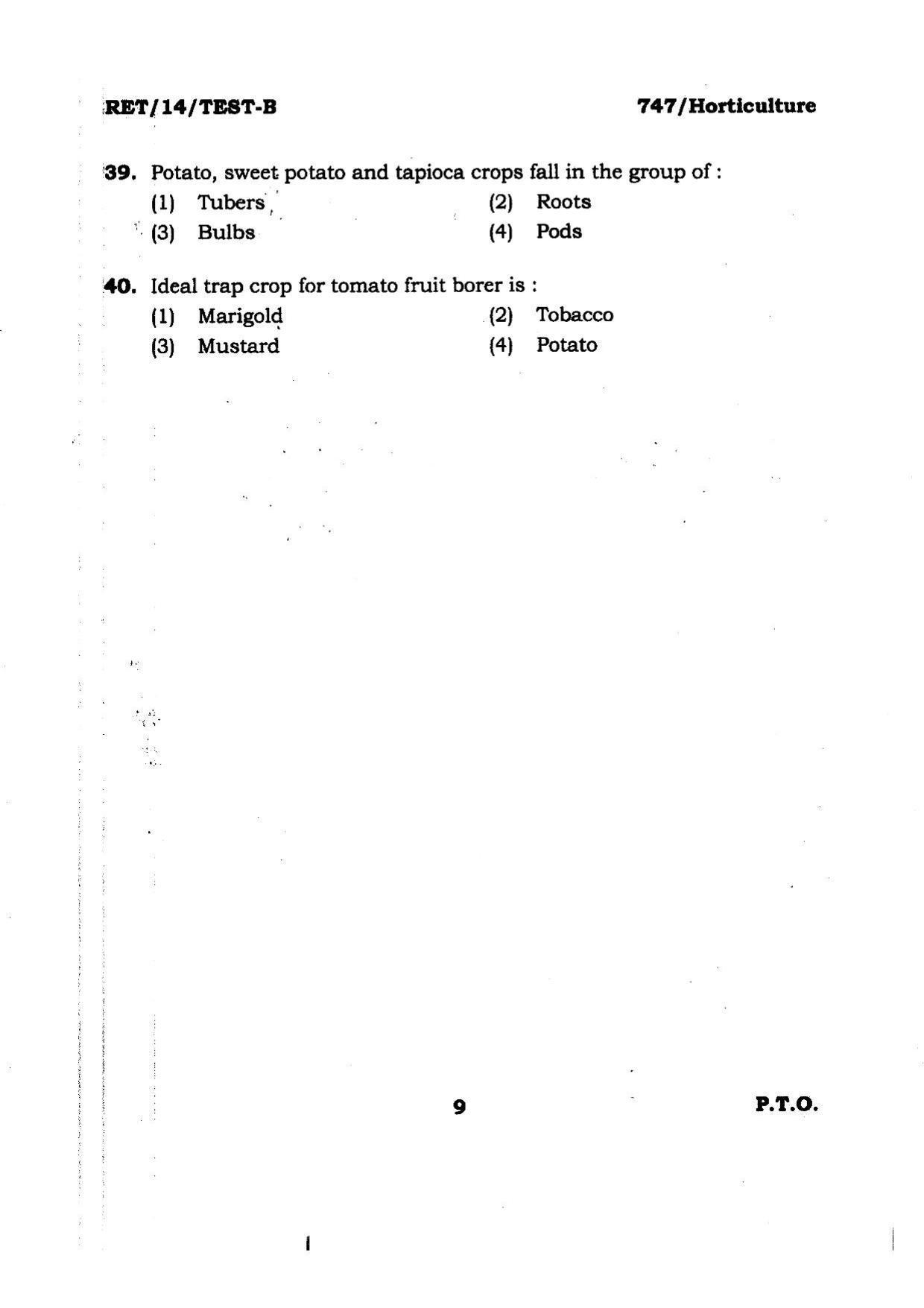 BHU RET Horticulture 2014 Question Paper - Page 9