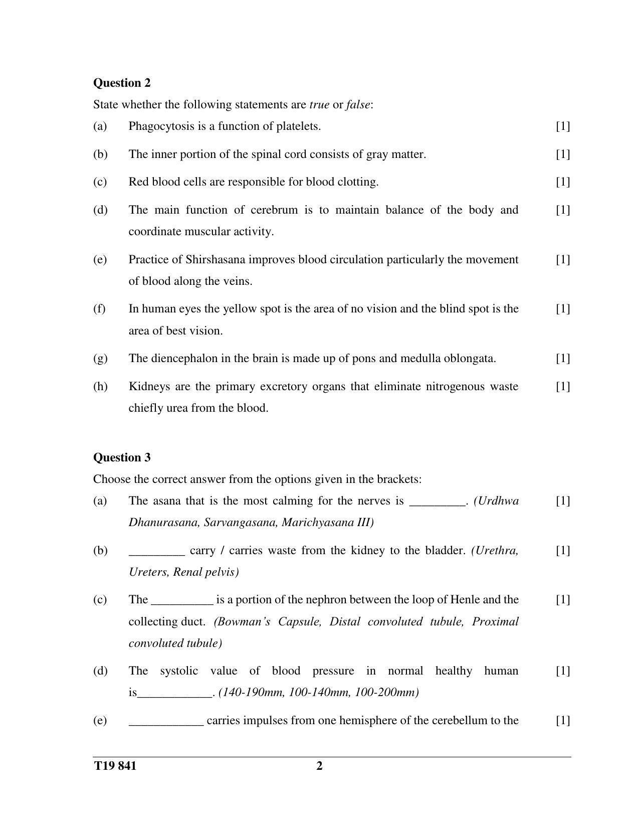 ICSE Class 10 Yoga 2019 Question Paper - Page 2