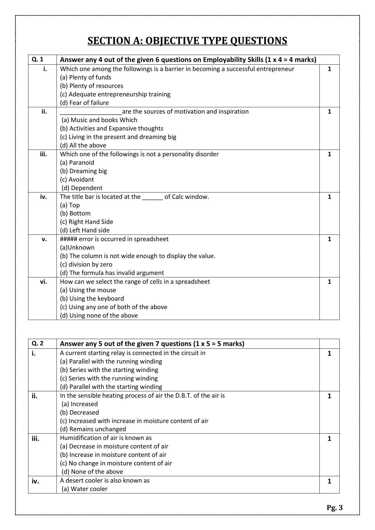 CBSE Class 10 Air-conditioning & Refrigeration (Skill Education) Sample Papers 2023 - Page 3