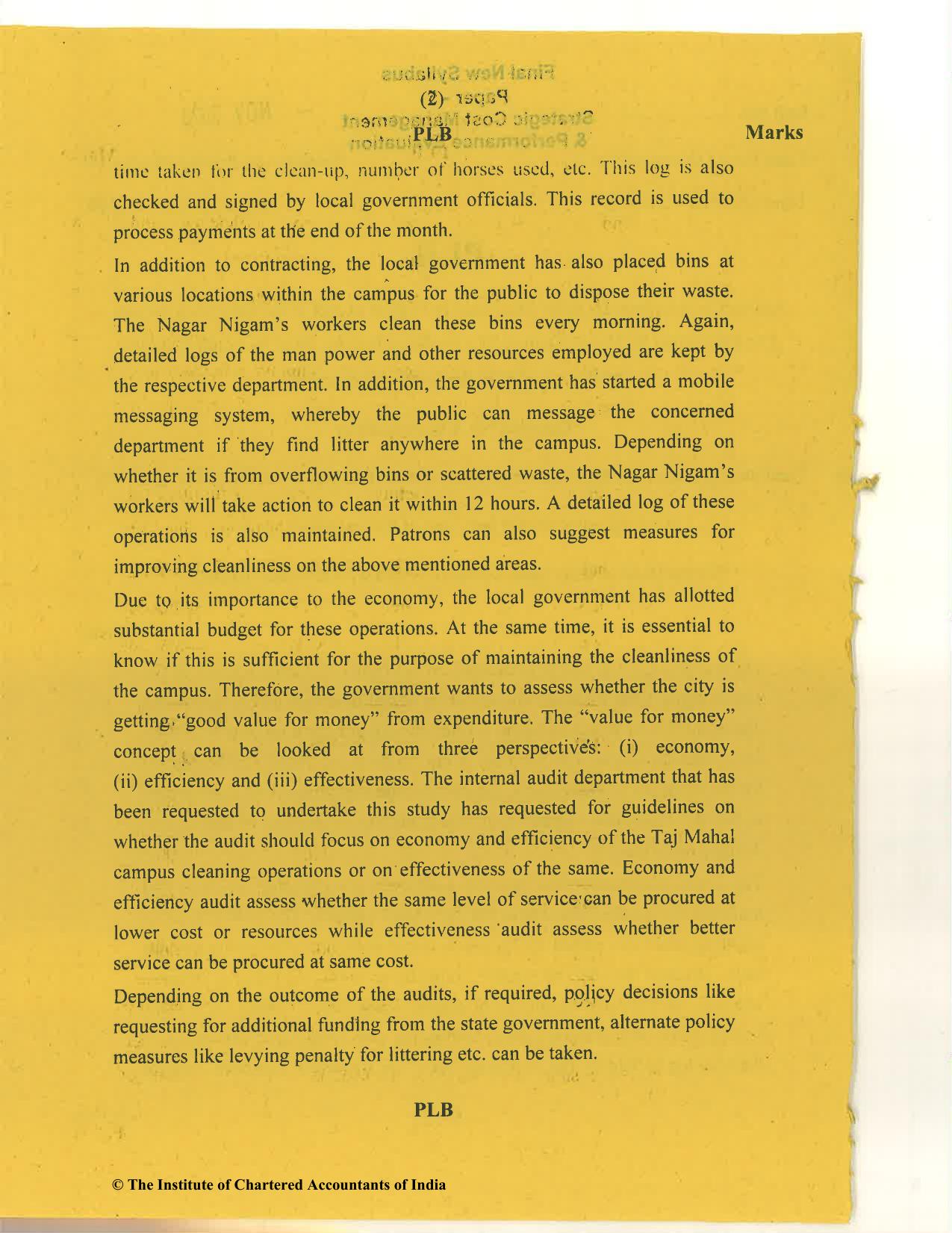CA Final Nov 2020 Question Paper - Paper 5 – Strategic Cost Management and Performance Evaluation - Page 2