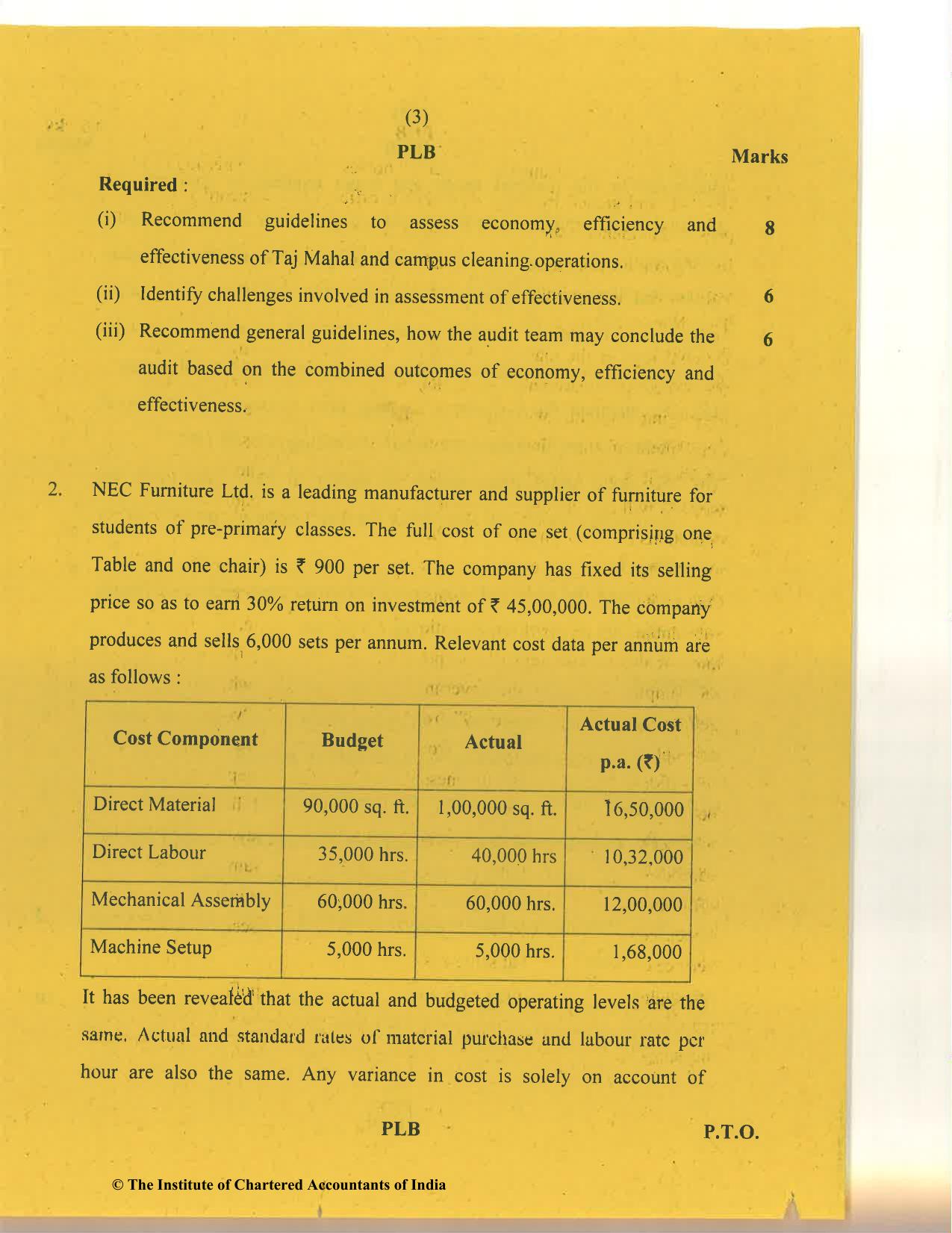CA Final Nov 2020 Question Paper - Paper 5 – Strategic Cost Management and Performance Evaluation - Page 3