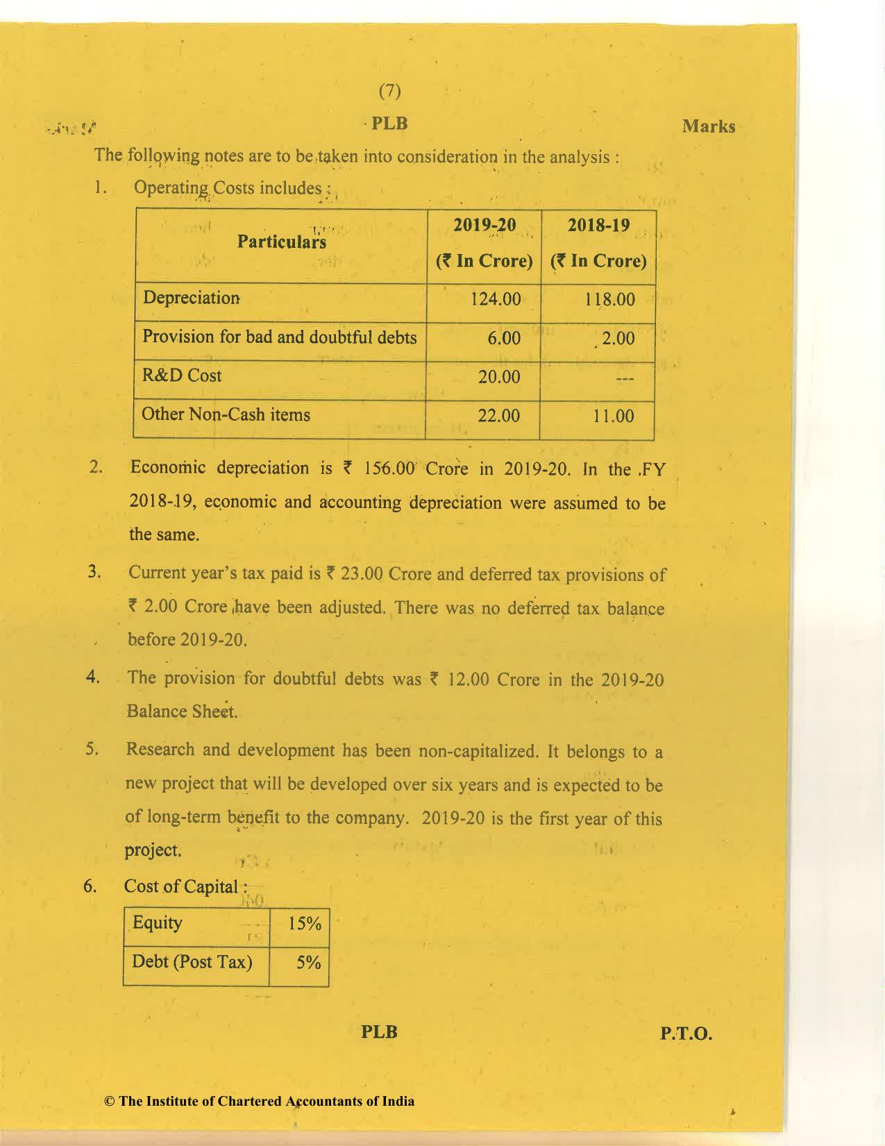 CA Final Nov 2020 Question Paper - Paper 5 – Strategic Cost Management and Performance Evaluation - Page 7