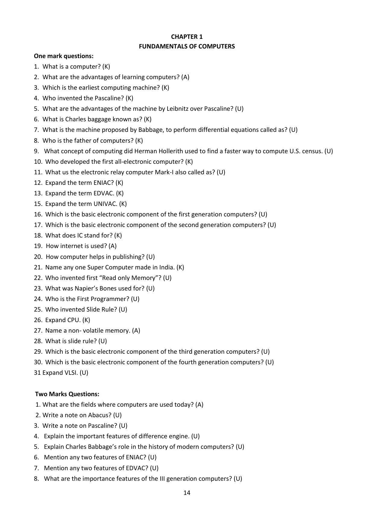 Karnataka 1st PUC Question Bank for Computer Science - Page 14