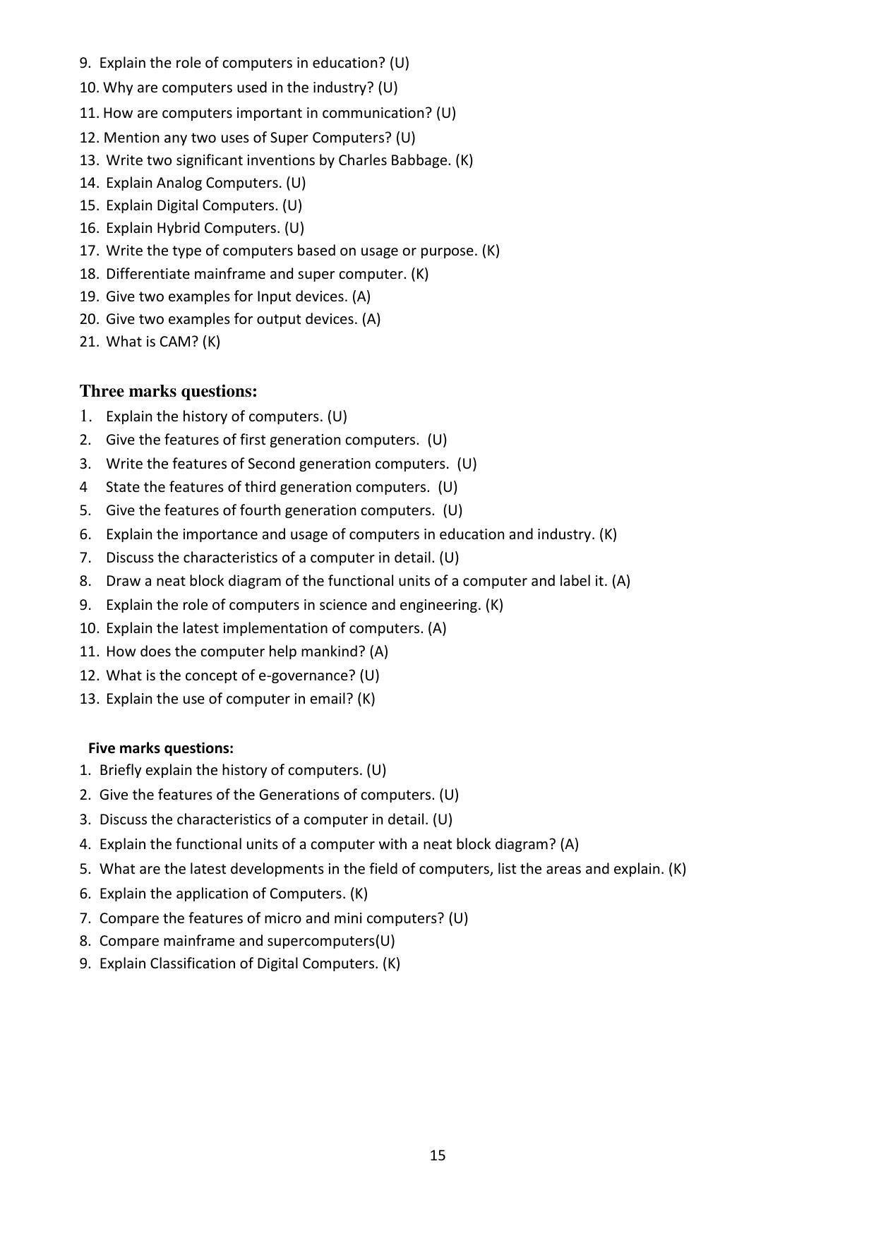 Karnataka 1st PUC Question Bank for Computer Science - Page 15