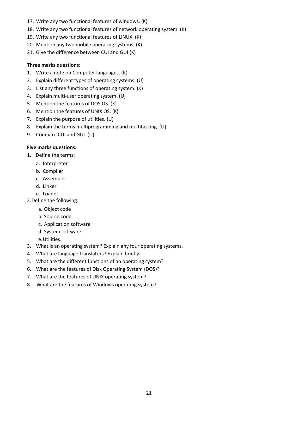 Karnataka 1st PUC Question Bank for Computer Science - Page 21