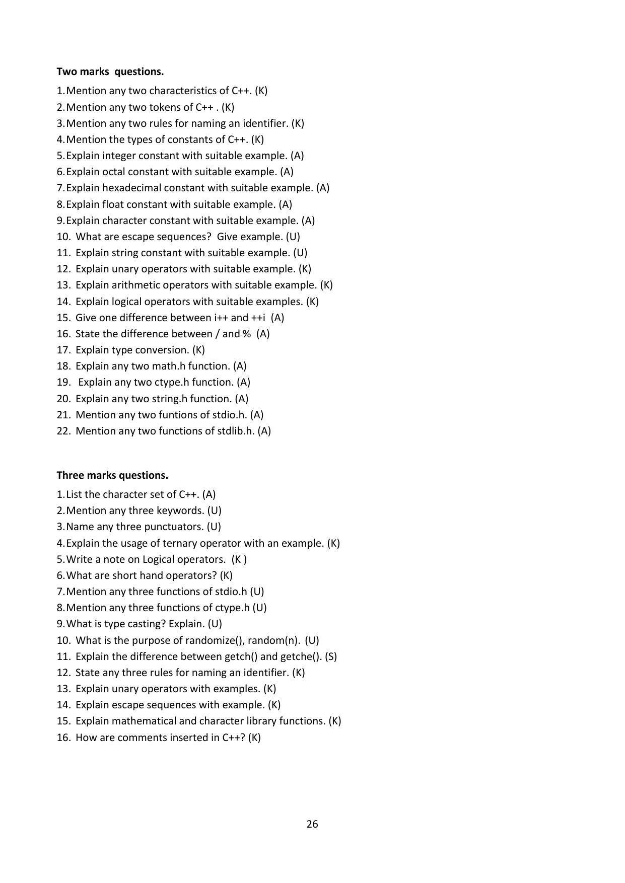 Karnataka 1st PUC Question Bank for Computer Science - Page 26