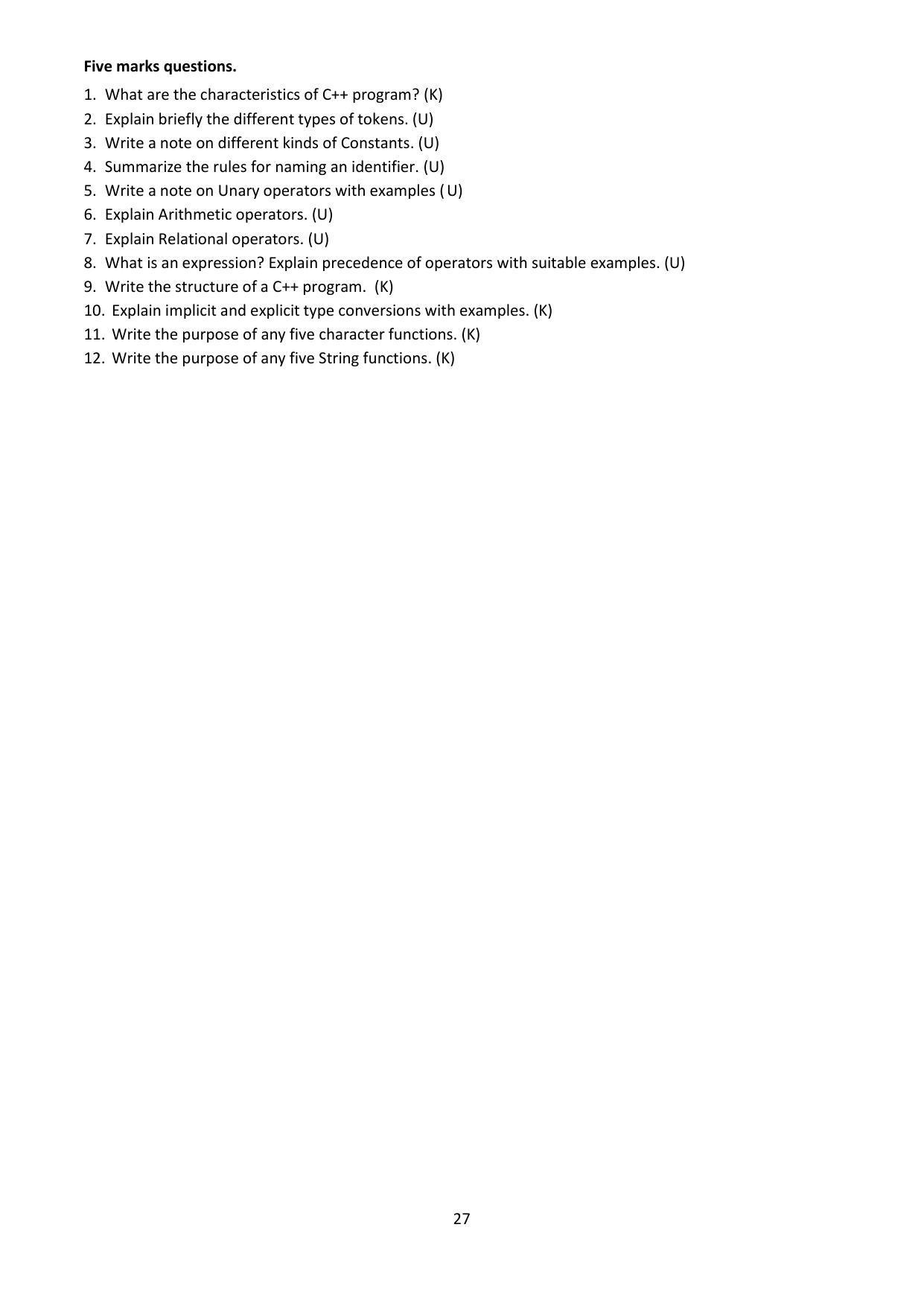 Karnataka 1st PUC Question Bank for Computer Science - Page 27