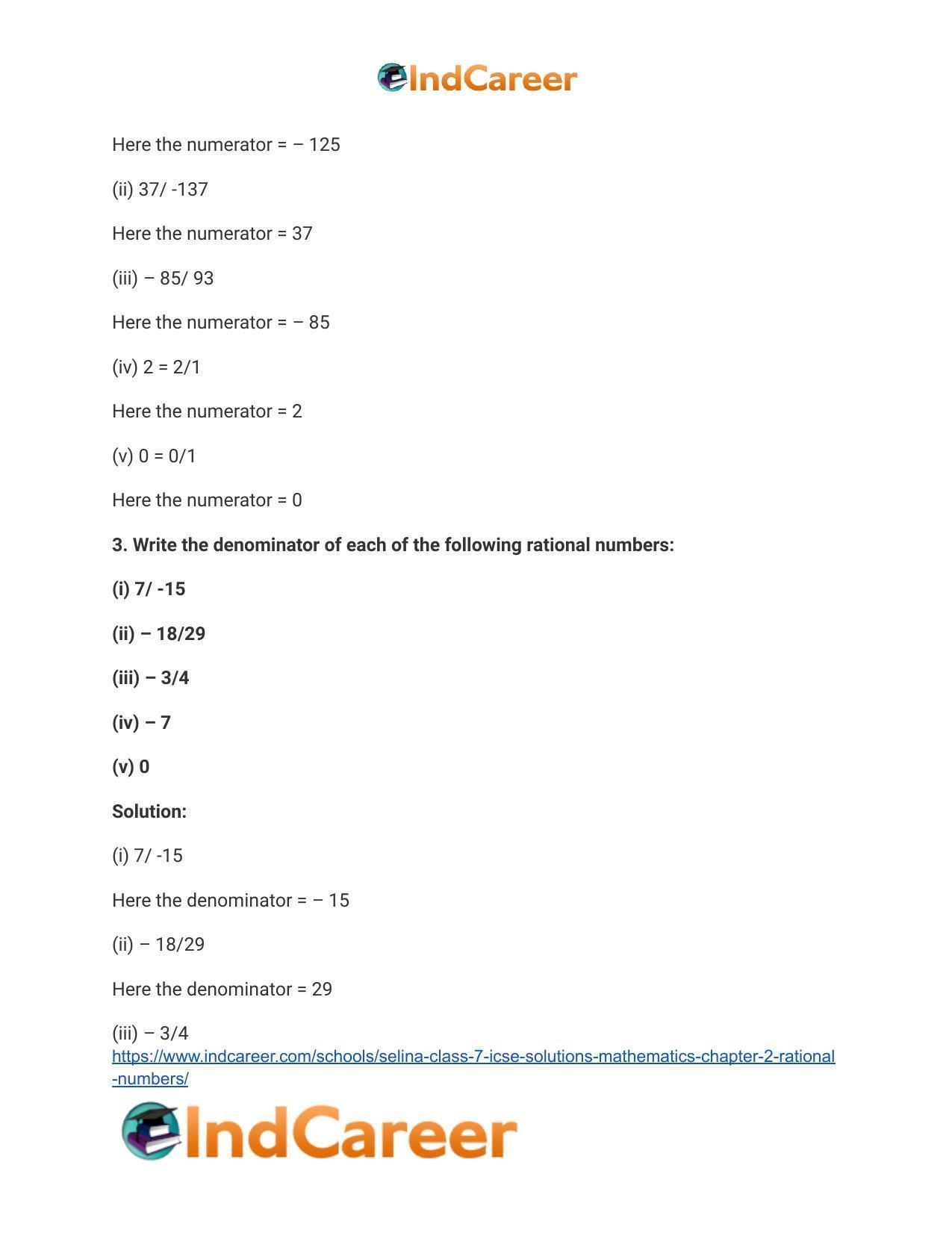 Selina Class 7 ICSE Solutions Mathematics : Chapter 2- Rational Numbers - Page 3