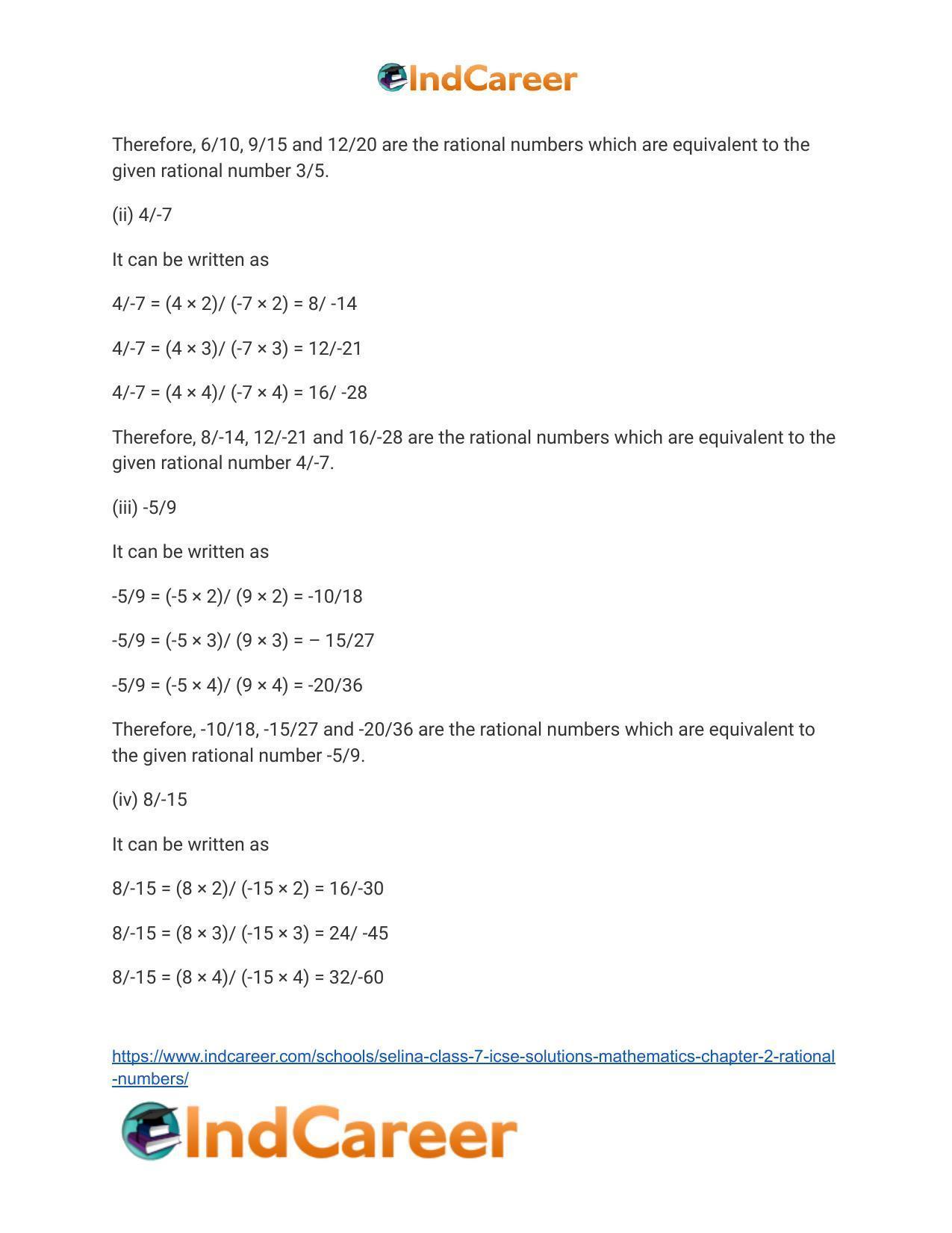 Selina Class 7 ICSE Solutions Mathematics : Chapter 2- Rational Numbers - Page 6