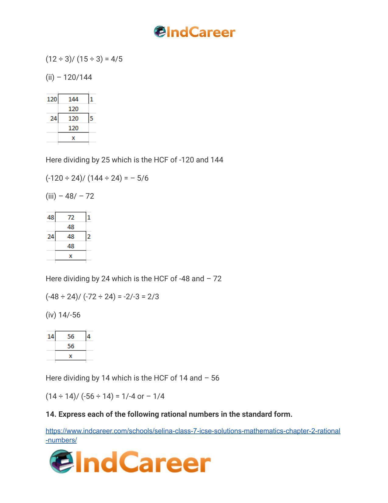 Selina Class 7 ICSE Solutions Mathematics : Chapter 2- Rational Numbers - Page 14