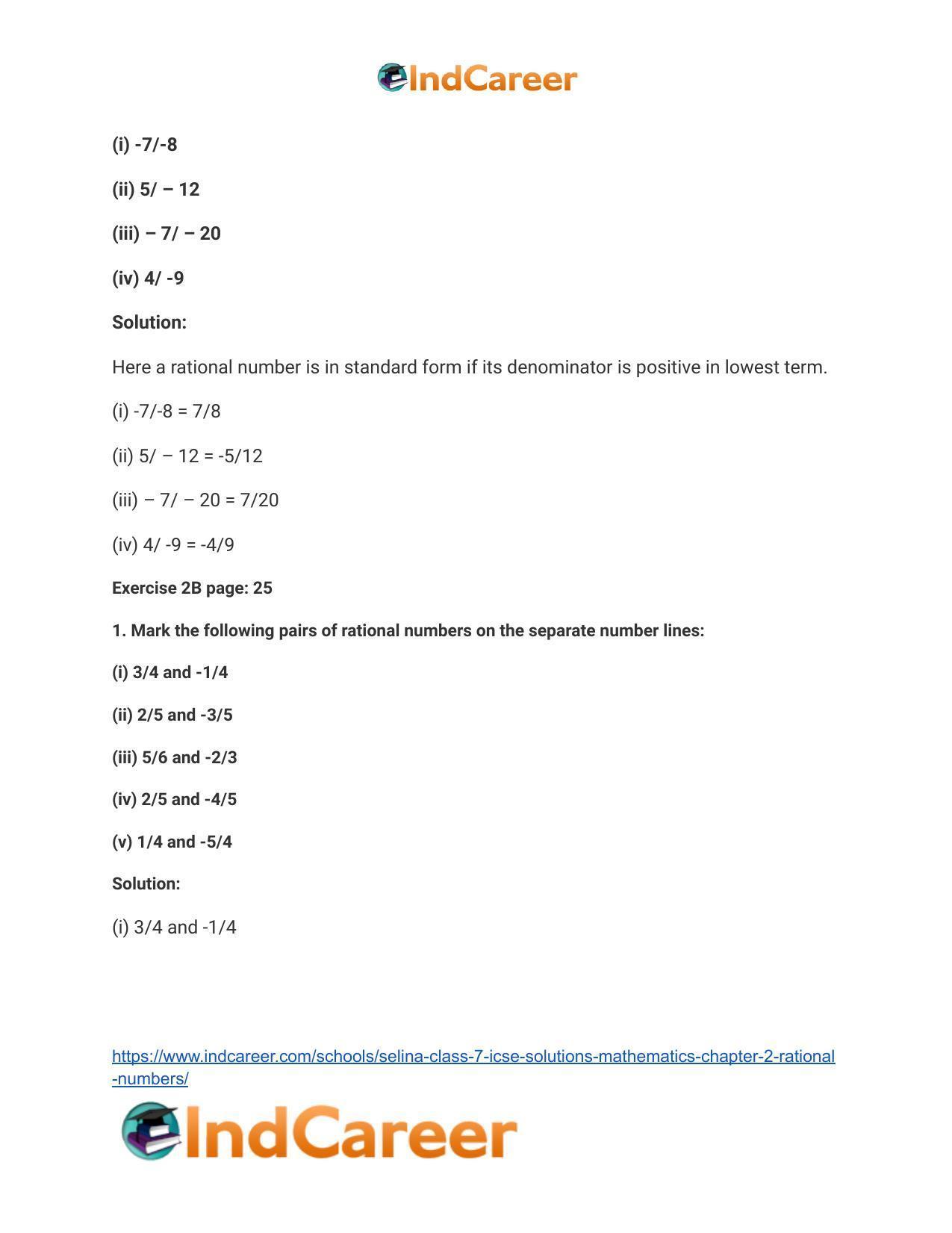 Selina Class 7 ICSE Solutions Mathematics : Chapter 2- Rational Numbers - Page 15