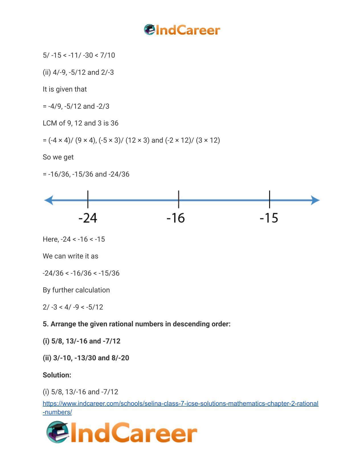 Selina Class 7 ICSE Solutions Mathematics : Chapter 2- Rational Numbers - Page 24