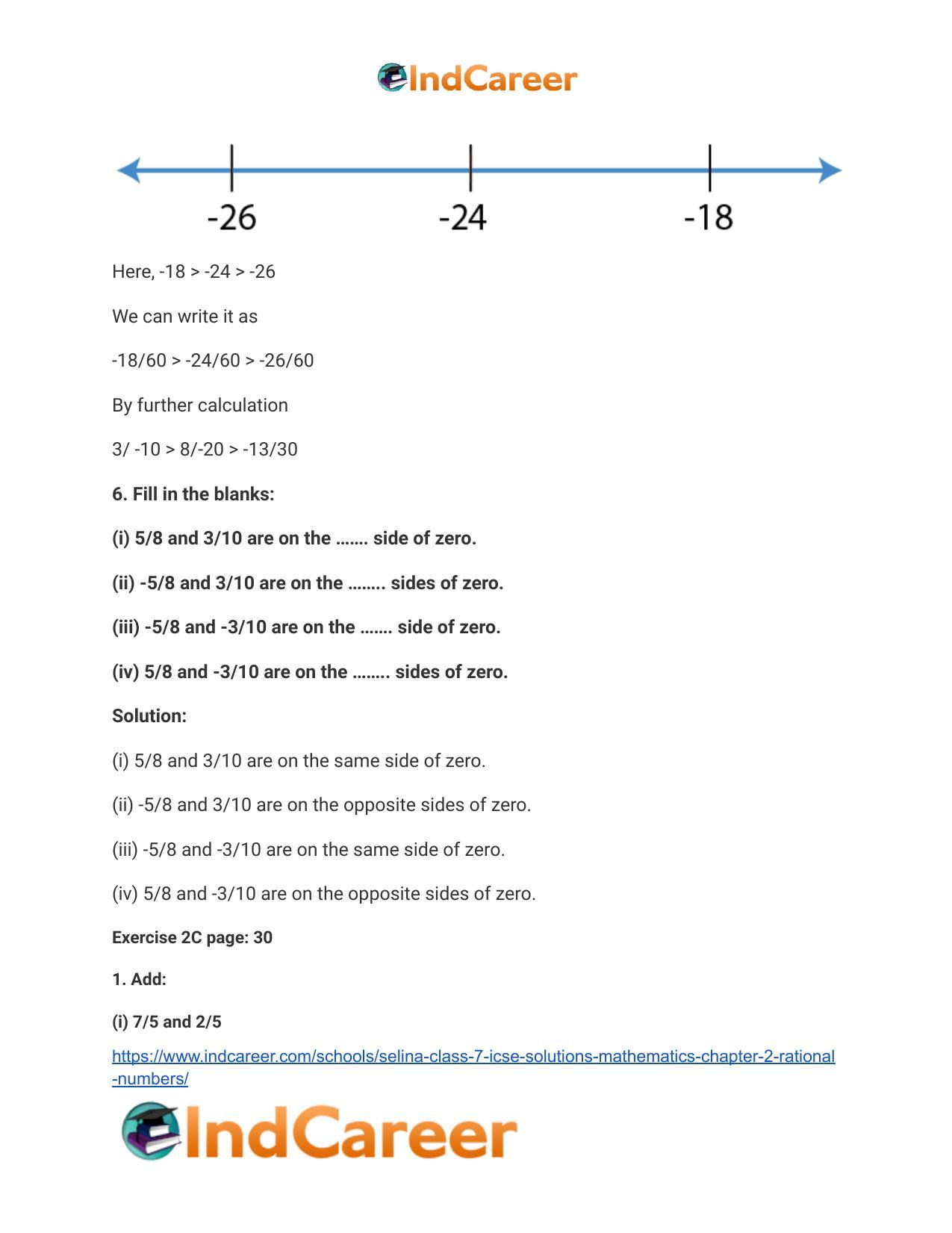 Selina Class 7 ICSE Solutions Mathematics : Chapter 2- Rational Numbers - Page 26