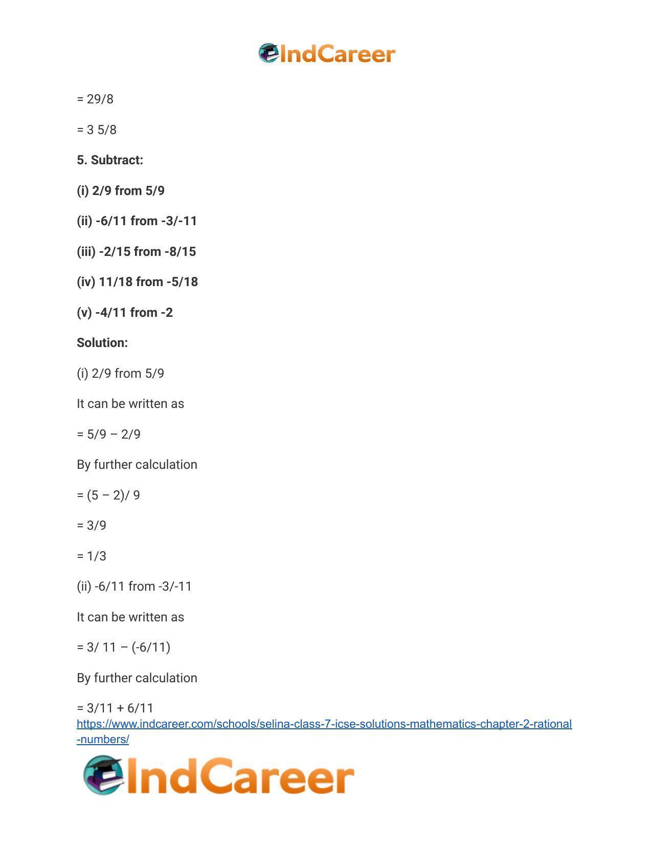 Selina Class 7 ICSE Solutions Mathematics : Chapter 2- Rational Numbers - Page 40