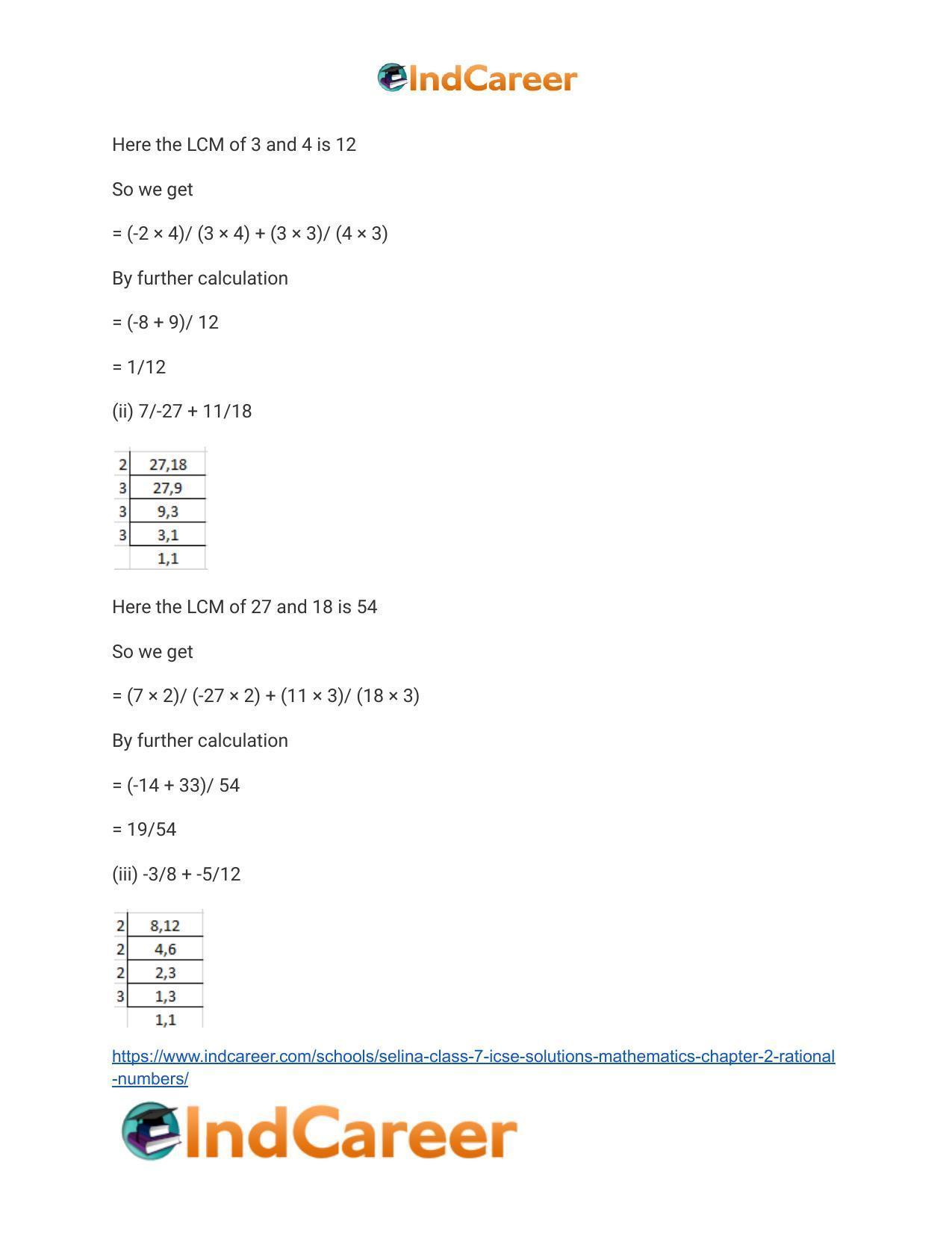 Selina Class 7 ICSE Solutions Mathematics : Chapter 2- Rational Numbers - Page 76