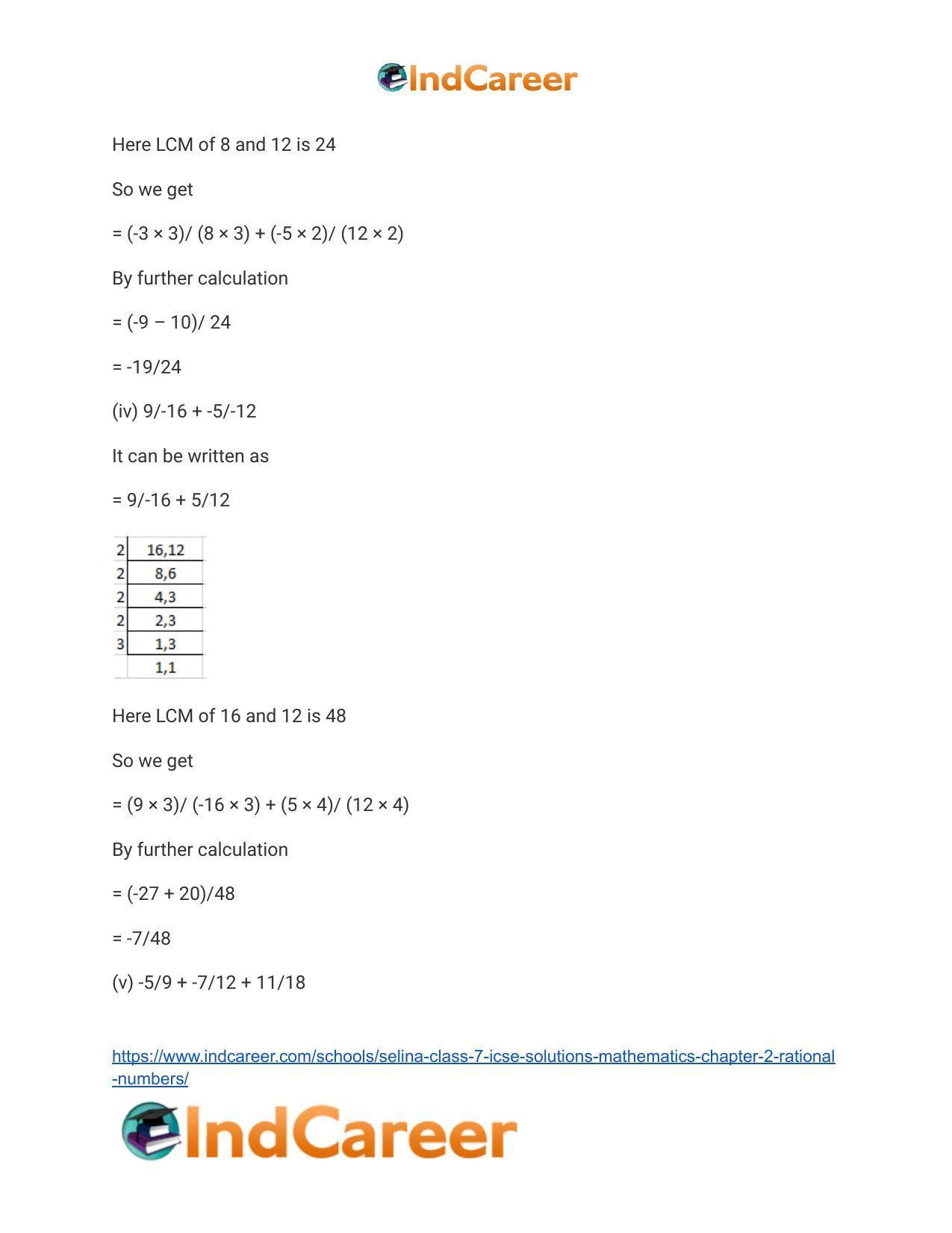 Selina Class 7 ICSE Solutions Mathematics : Chapter 2- Rational Numbers - Page 77