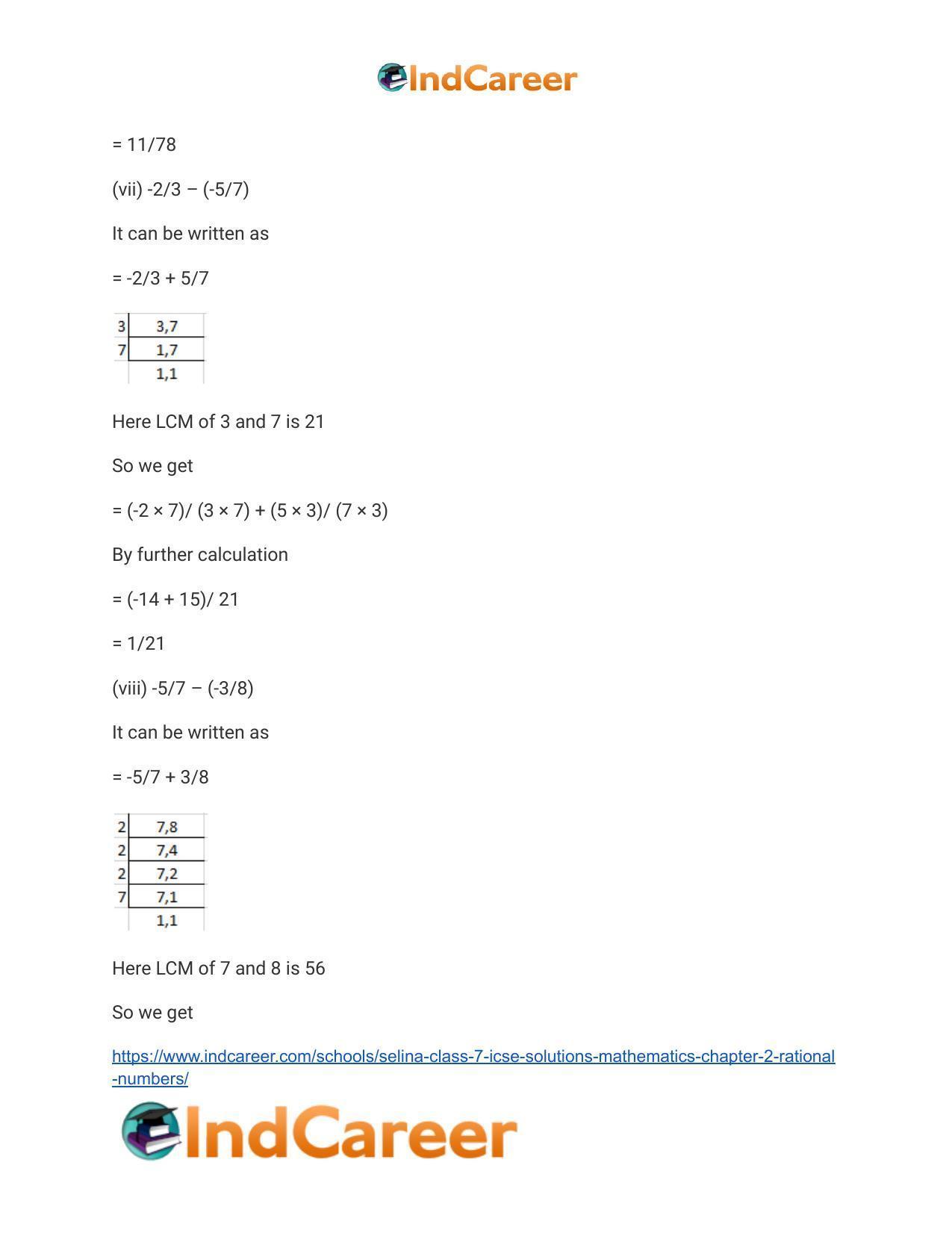Selina Class 7 ICSE Solutions Mathematics : Chapter 2- Rational Numbers - Page 79