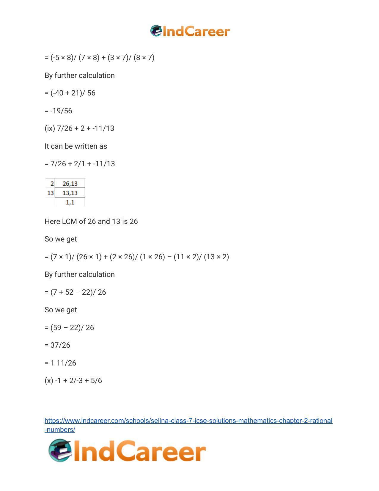 Selina Class 7 ICSE Solutions Mathematics : Chapter 2- Rational Numbers - Page 80