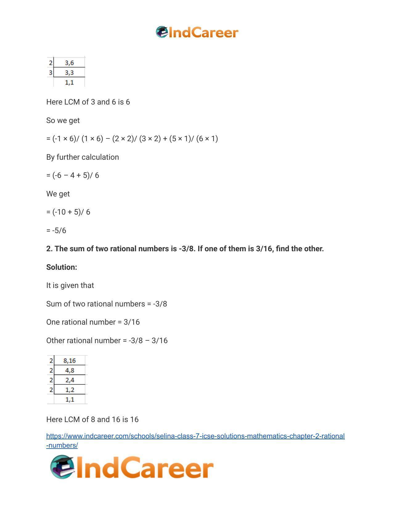 Selina Class 7 ICSE Solutions Mathematics : Chapter 2- Rational Numbers - Page 81