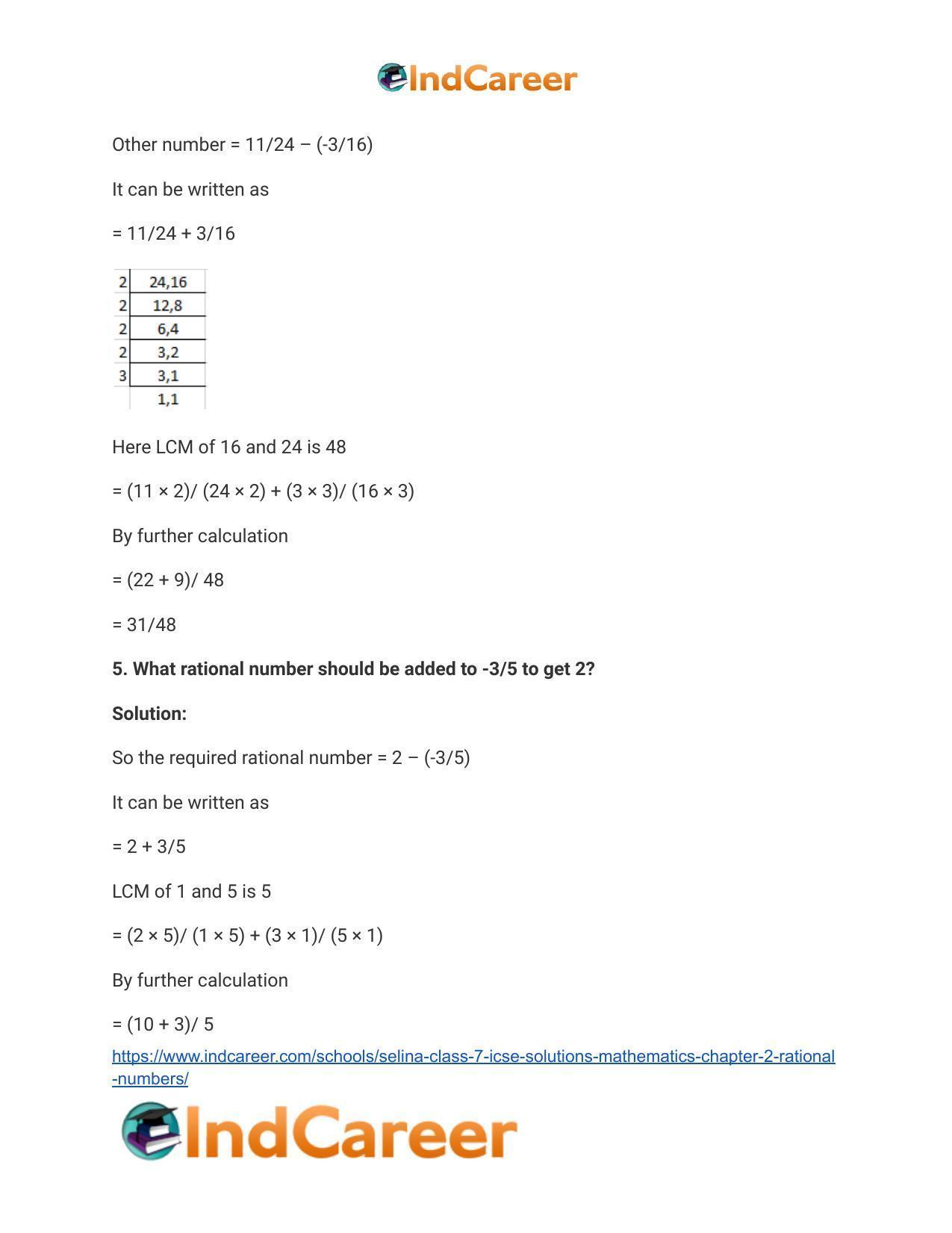 Selina Class 7 ICSE Solutions Mathematics : Chapter 2- Rational Numbers - Page 83