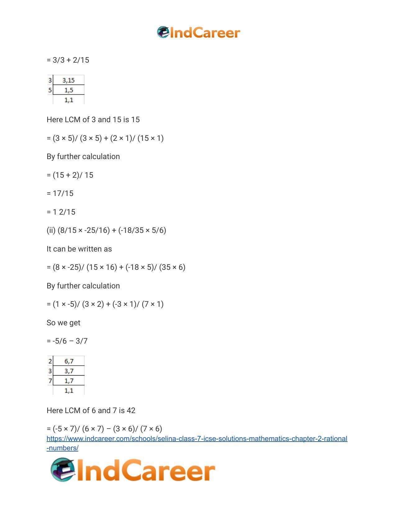 Selina Class 7 ICSE Solutions Mathematics : Chapter 2- Rational Numbers - Page 86