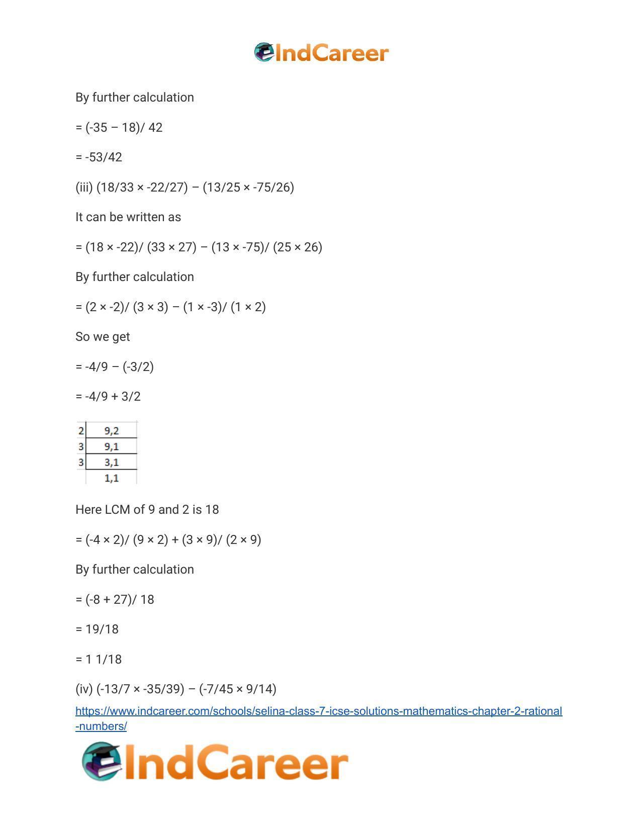 Selina Class 7 ICSE Solutions Mathematics : Chapter 2- Rational Numbers - Page 87