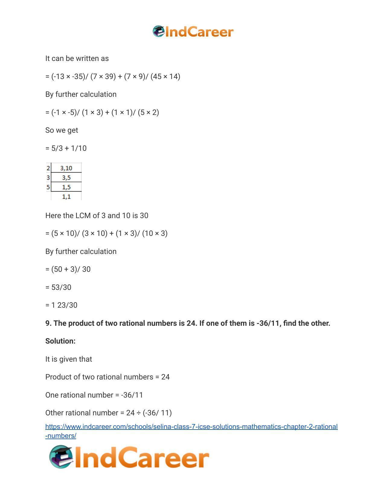 Selina Class 7 ICSE Solutions Mathematics : Chapter 2- Rational Numbers - Page 88